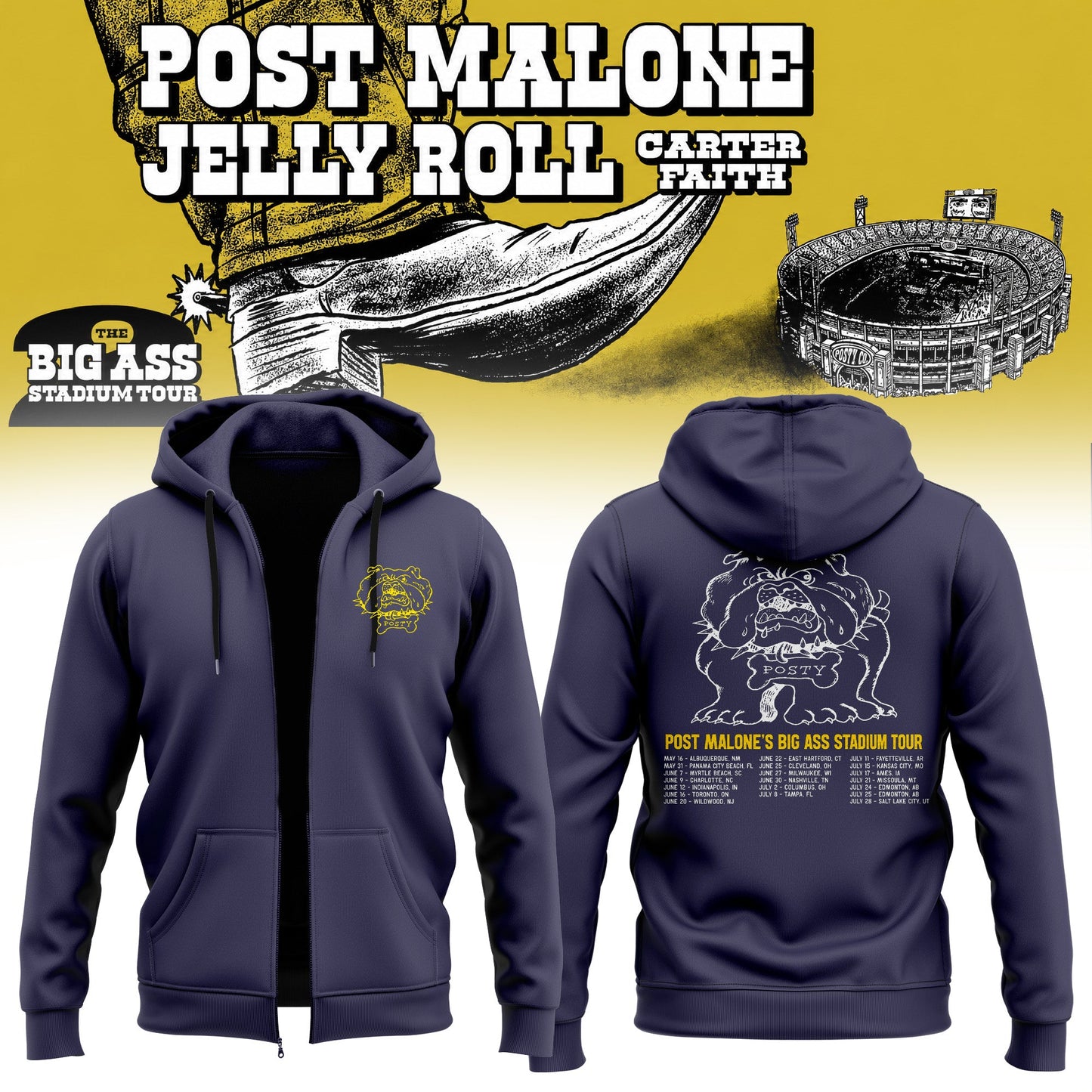 Post Malone "The BIG ASS Stadium World Tour" Limited Zip Hoodie