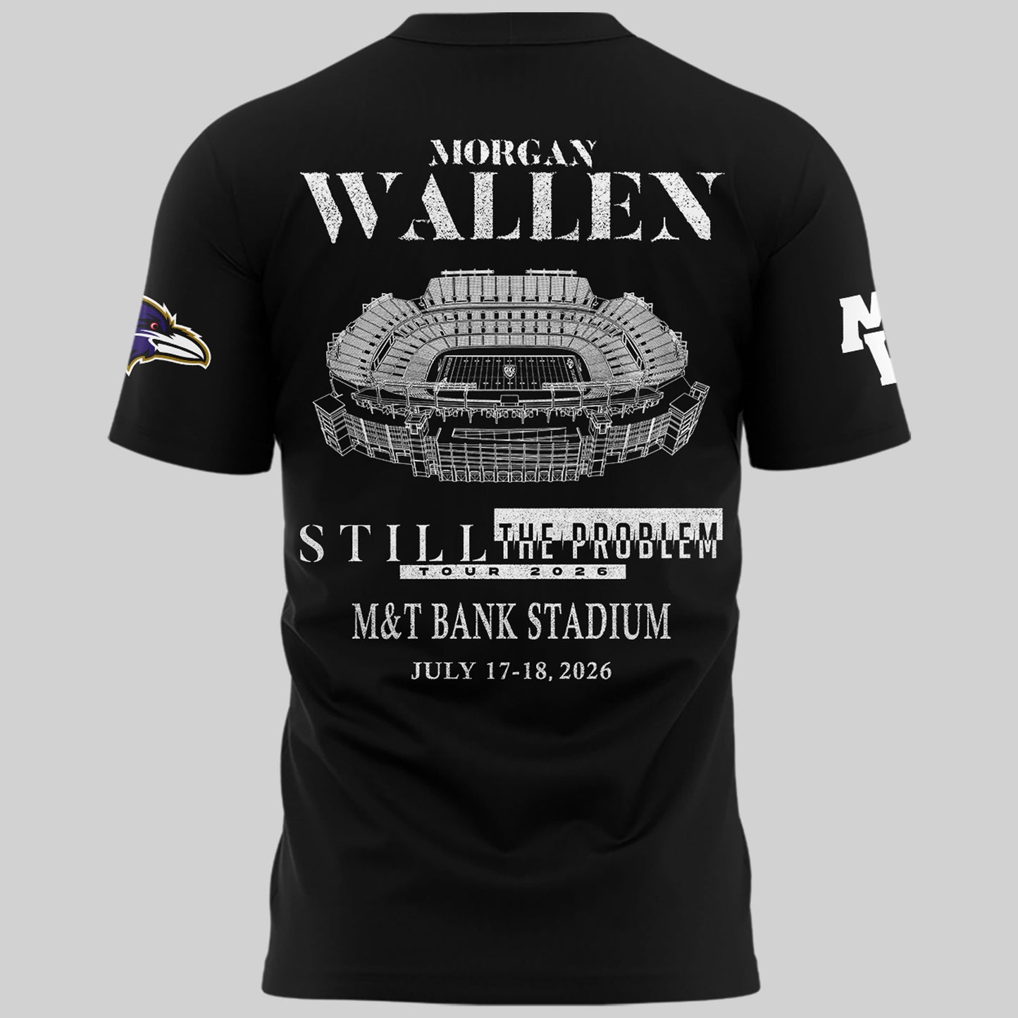 1.Special New Edition Baltimore Ravens x Morgan Wallen Black Tshirt 2026