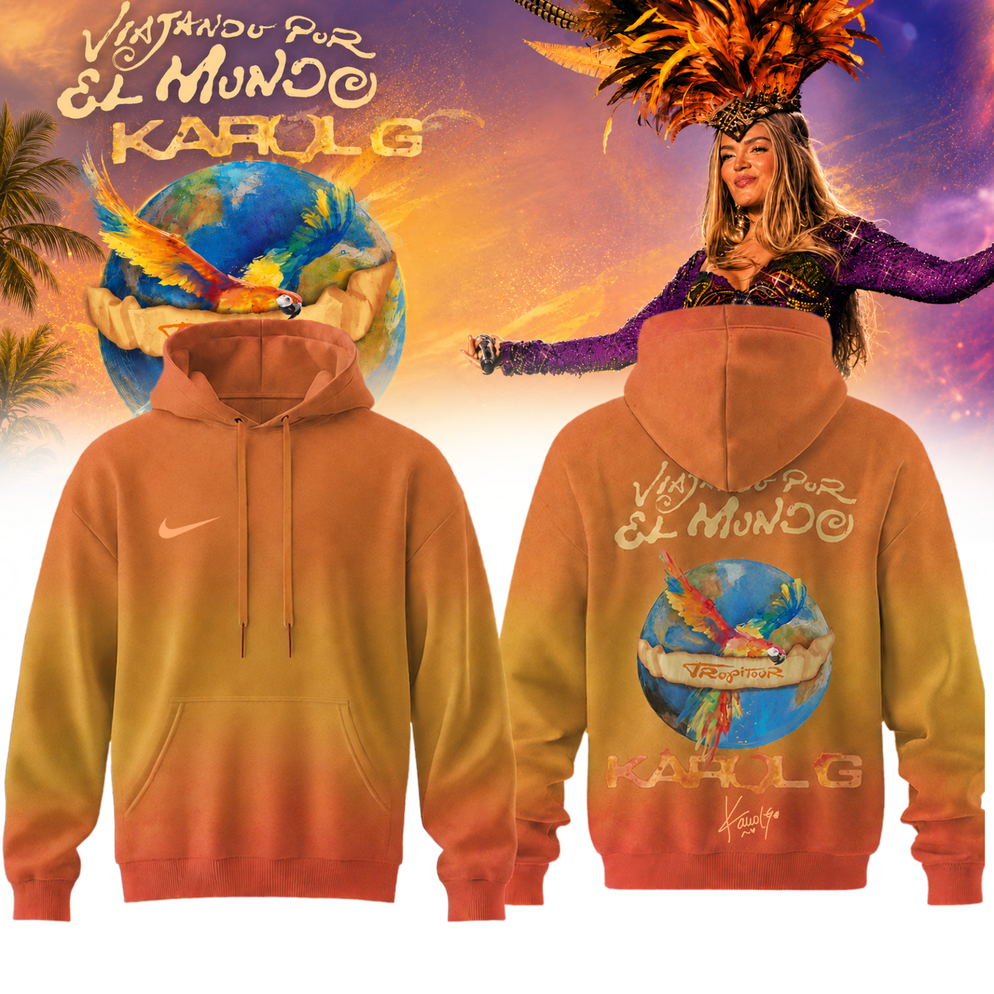 ,Karol G ” Viajando por el Mundo Tropitour ” Signature Limited Edition – Hoodie