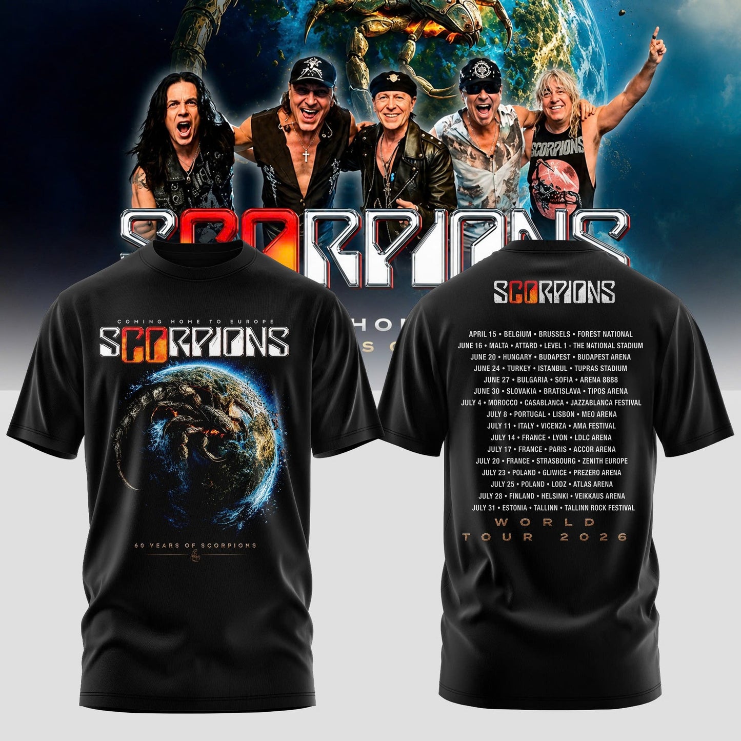 SCORPIONS - "Coming Home" 2026 World Tour Limited T-Shirt
