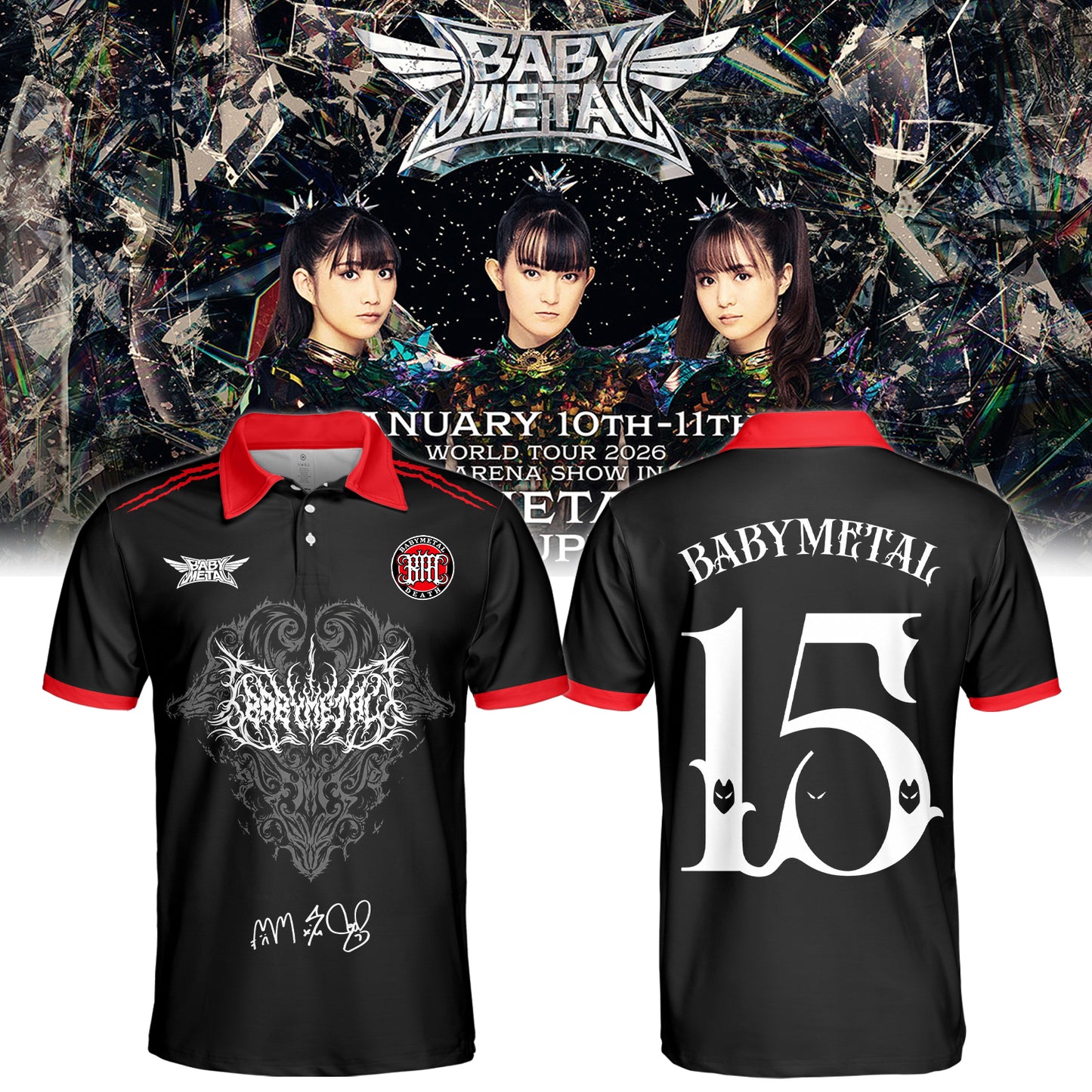BABYMETAL WORLD TOUR signed Polo
