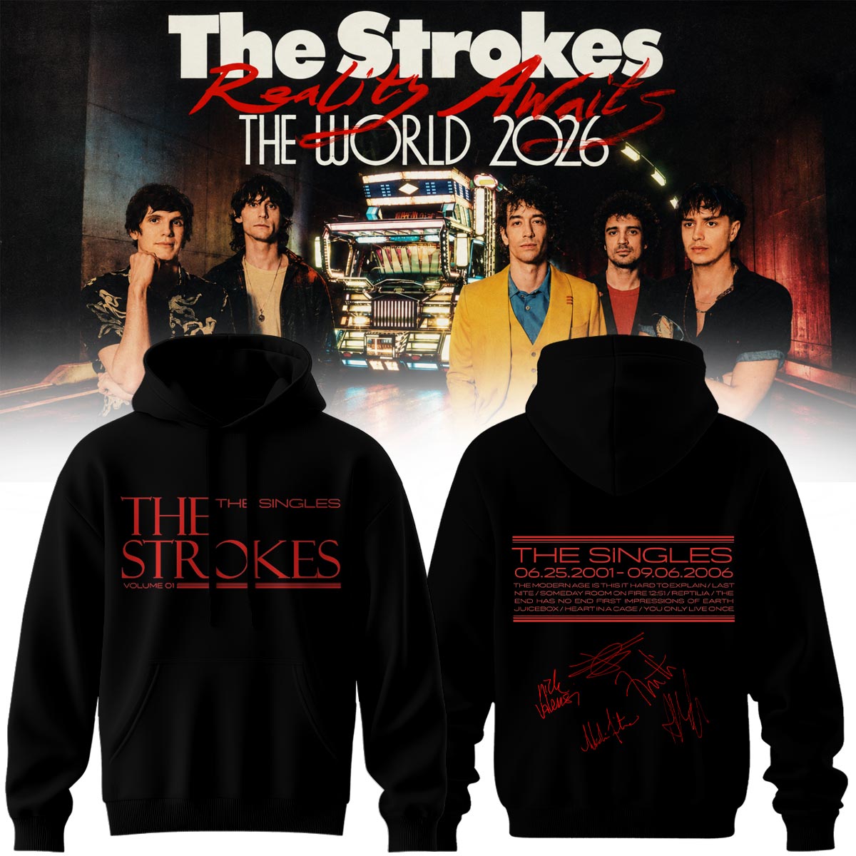 ,The Strokes “Reality Awaits Tour 2026” Signature Limited Edition – Hoodie