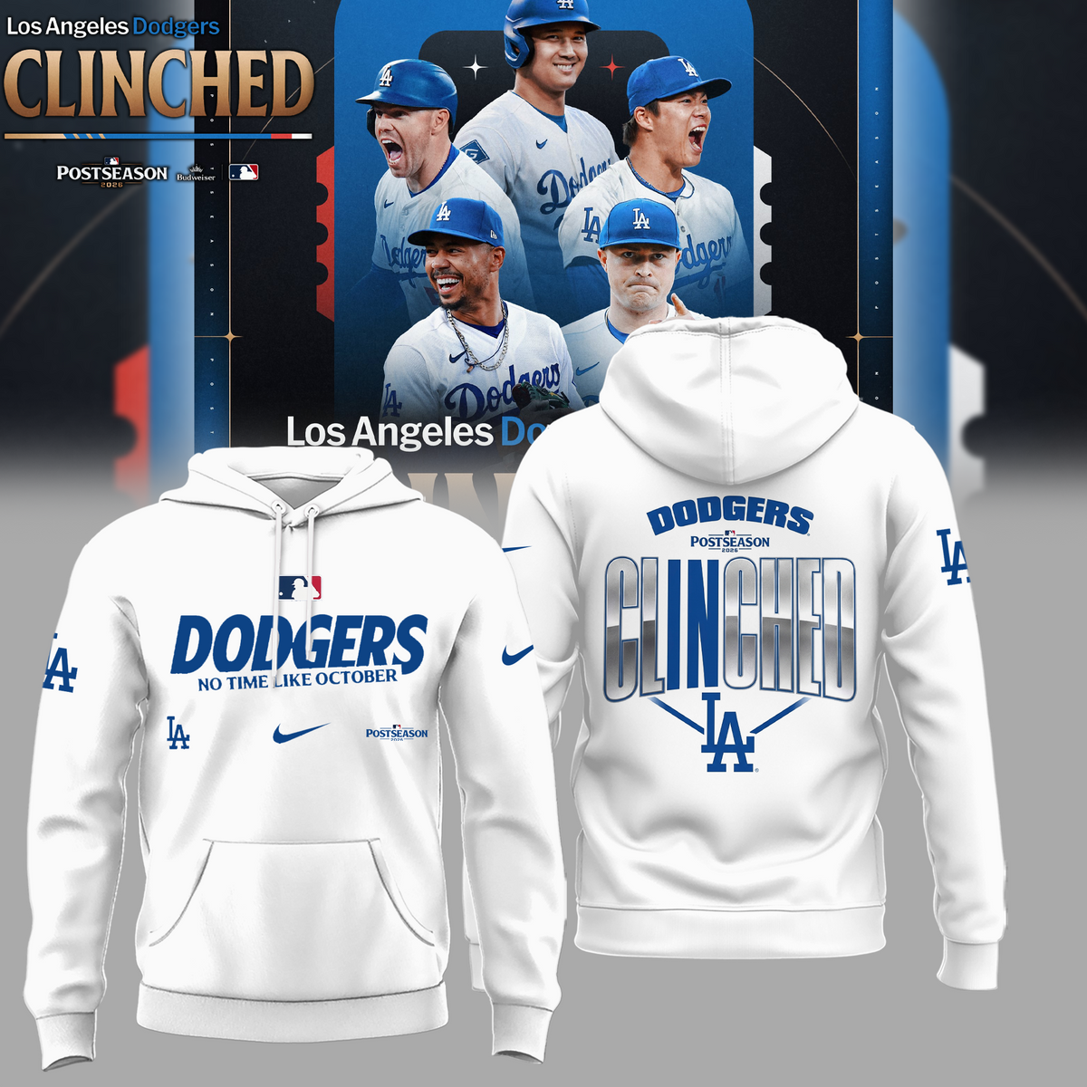 Limited Edition Los Angeles Dodgers Clinched Postseason 2026 Hoodie