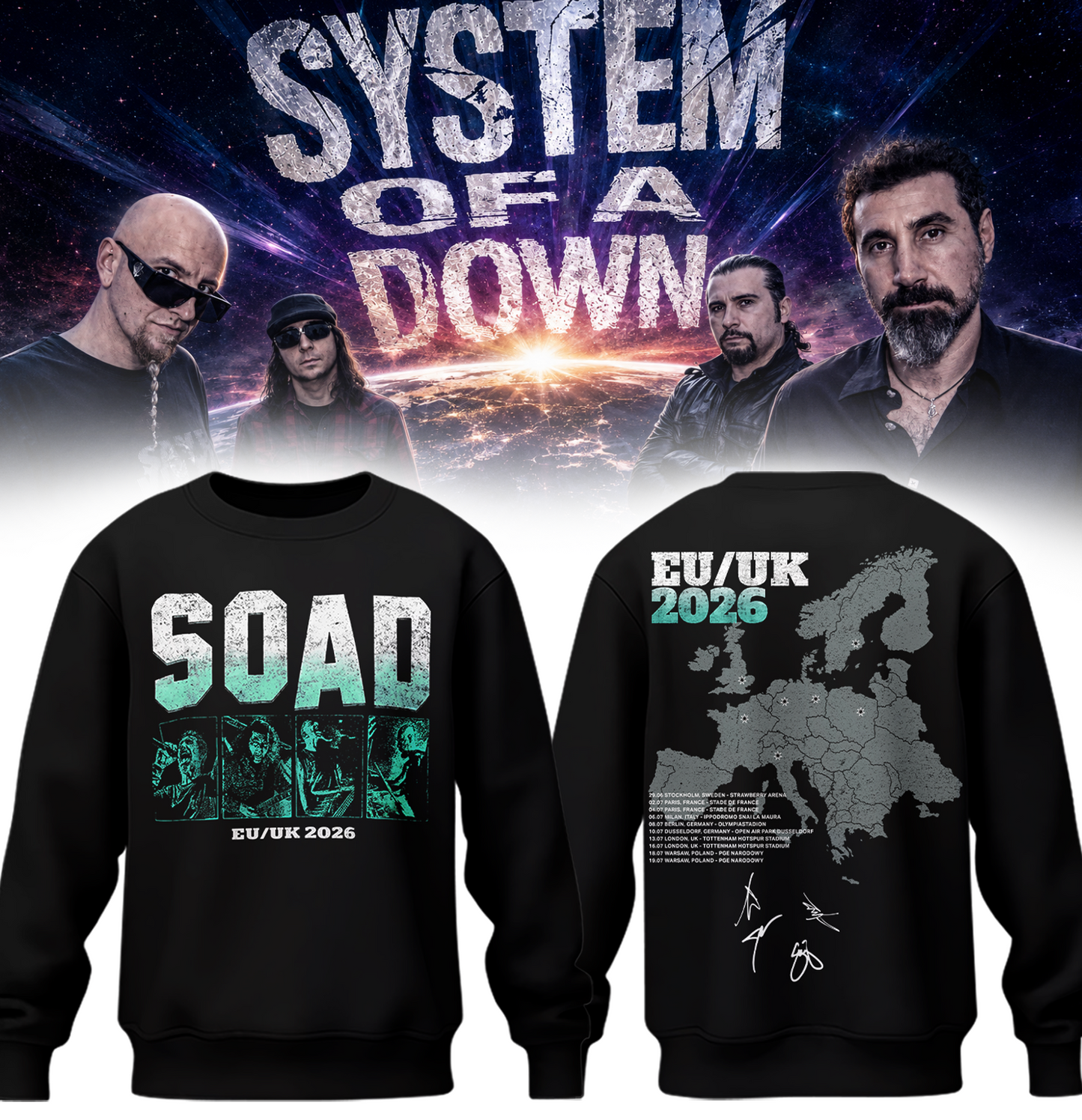 System of a Down “Europe / UK Stadium Tour 2026” – Sweatshirt
