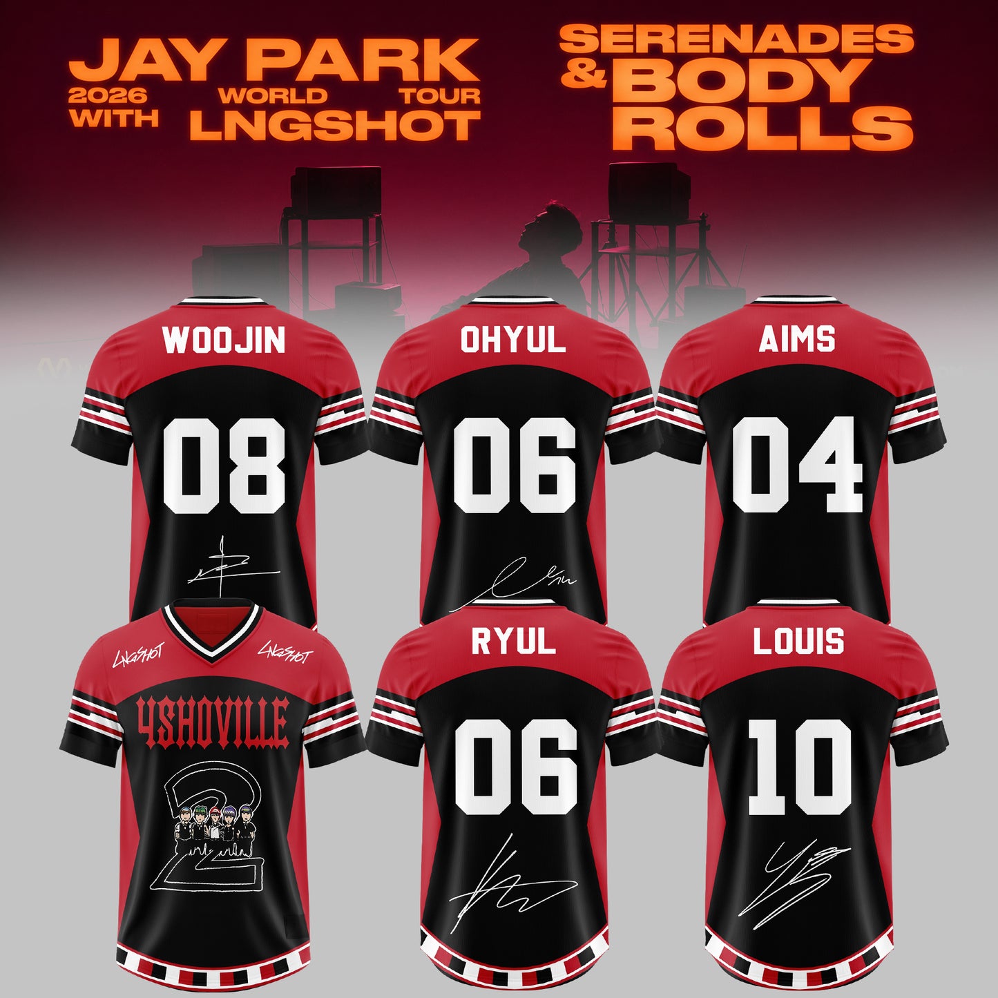 _LNGSHOT – 2026 World Tour ‘Serenades & Body Rolls’ Oversized Fottball Jersey – Limited Members Edition