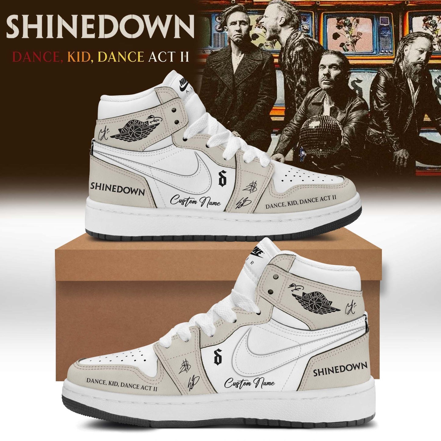 ,,SHINEDOWN “Dance Kid Dance Act II World Tour” 2026 Signed – Shoes 1-1