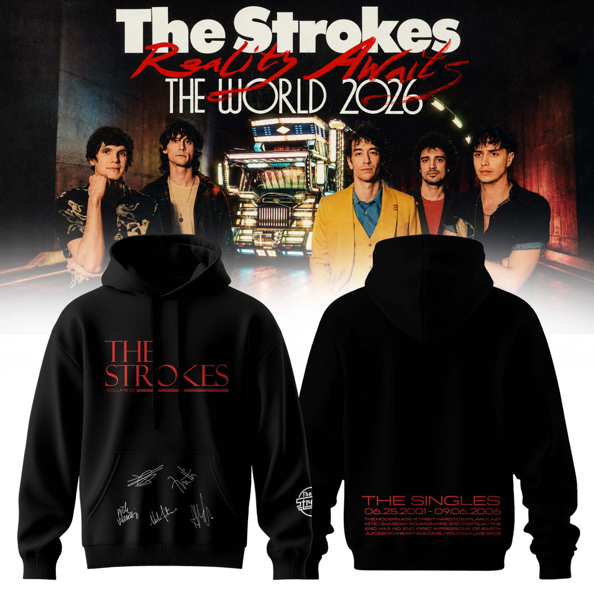 ,The Strokes “Reality Awaits Tour 2026” Signature Limited Edition – Hoodie