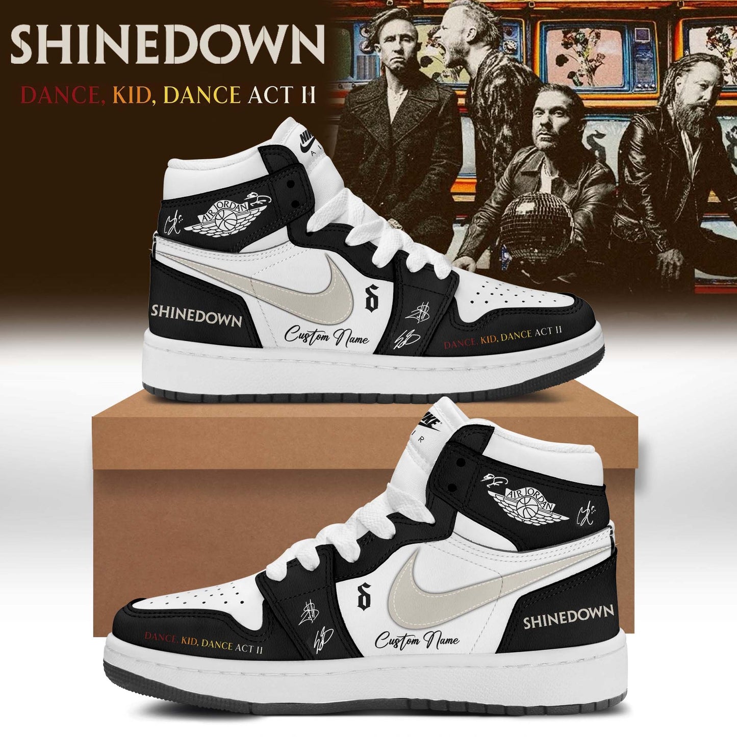SHINEDOWN “Dance Kid Dance Act II World Tour” 2026 Signed – Shoes 1-2