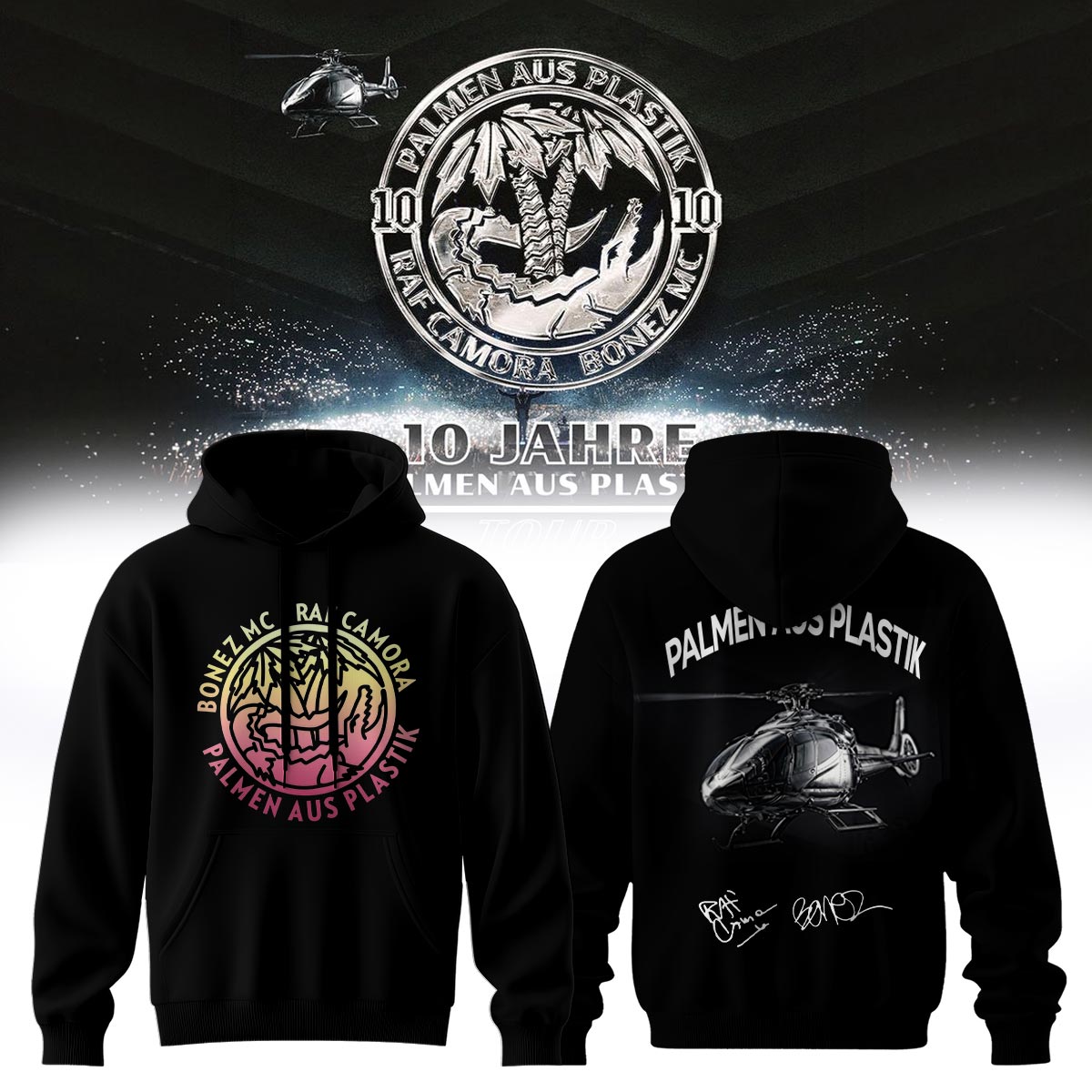 _.RAF Camora & Bonez MC "10 Jahre Palmen aus Plastik Tour" . Limited Edition Signature Hoodie