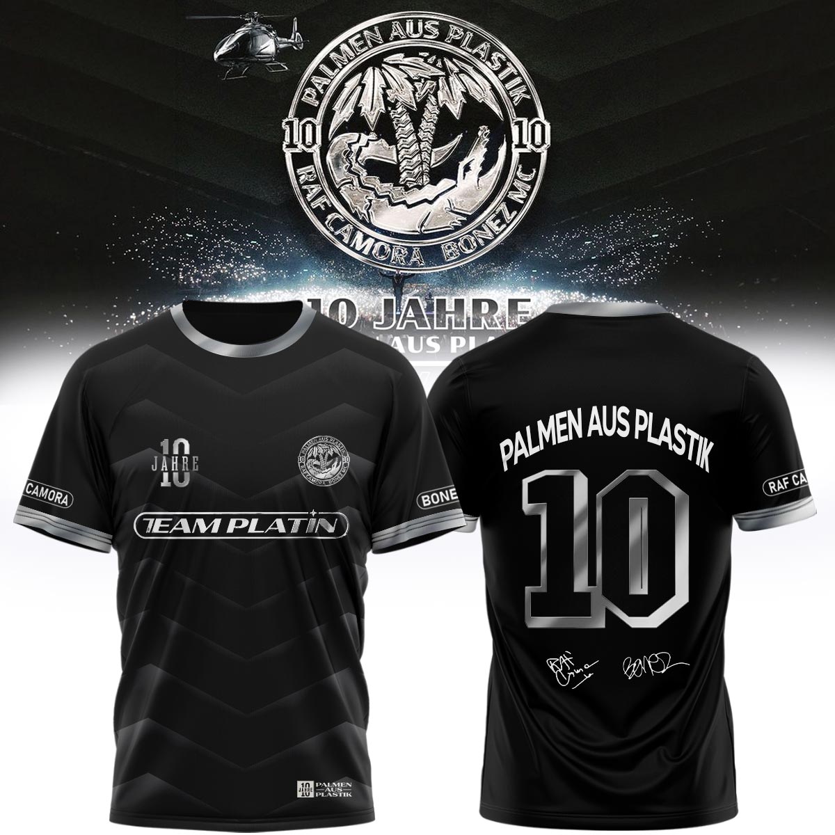 __RAF Camora & Bonez MC "10 Jahre Palmen aus Plastik Tour" . Limited Edition Signature T shirt