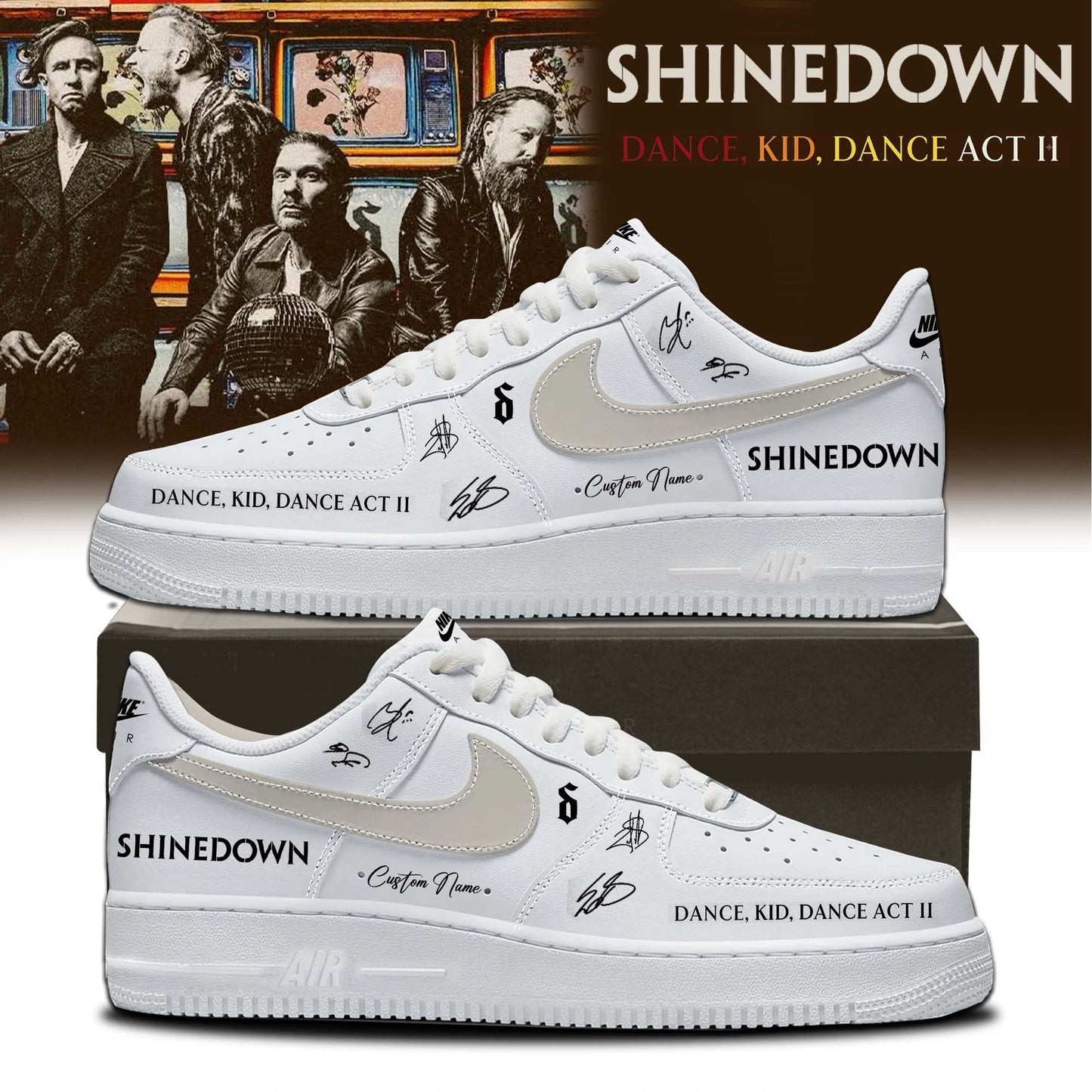 ,,SHINEDOWN “Dance Kid Dance Act II World Tour” 2026 Signed – Shoes 1-3