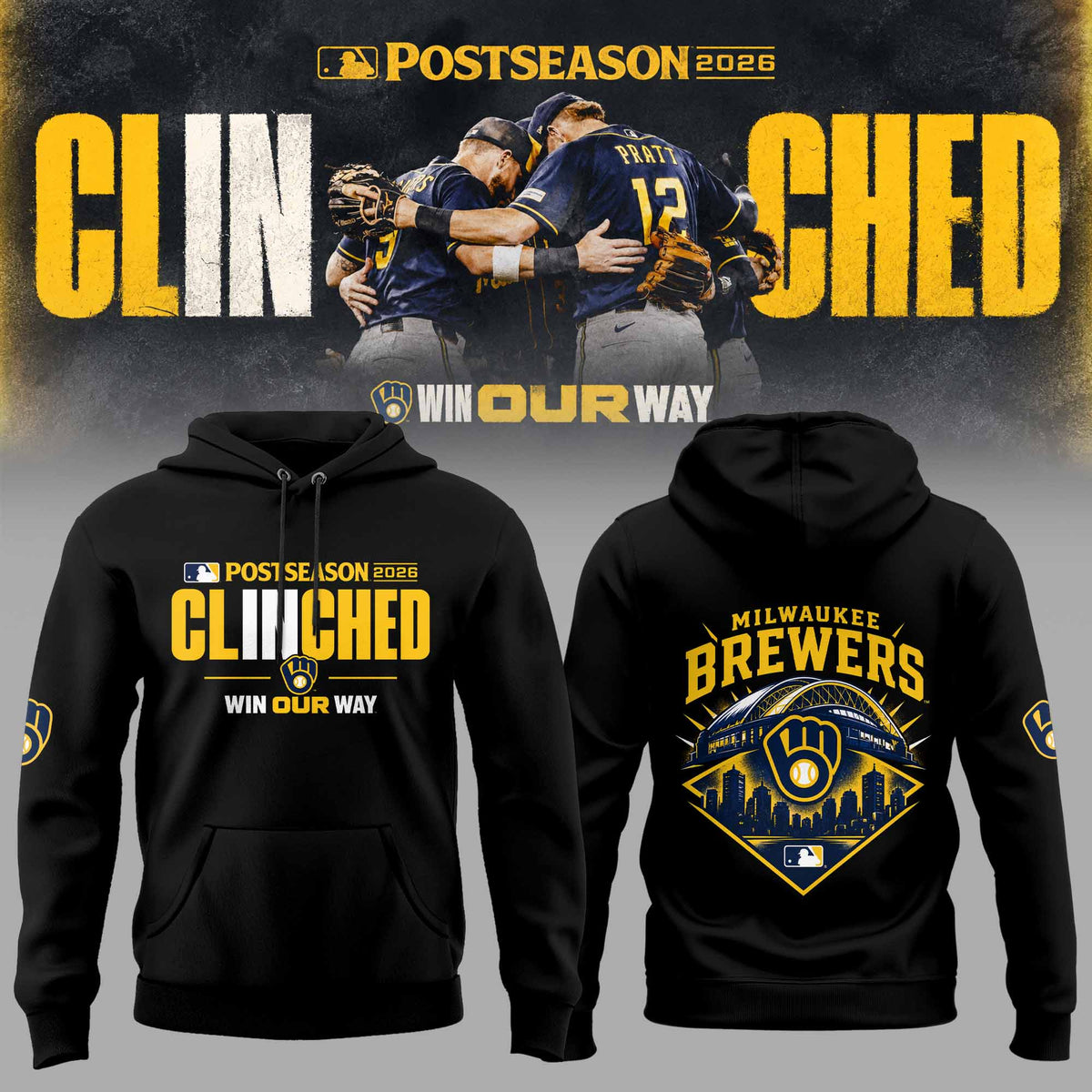 . Milwaukee Brewers Postseason 2026 3D All-Over Print Graphic Hoodie V1