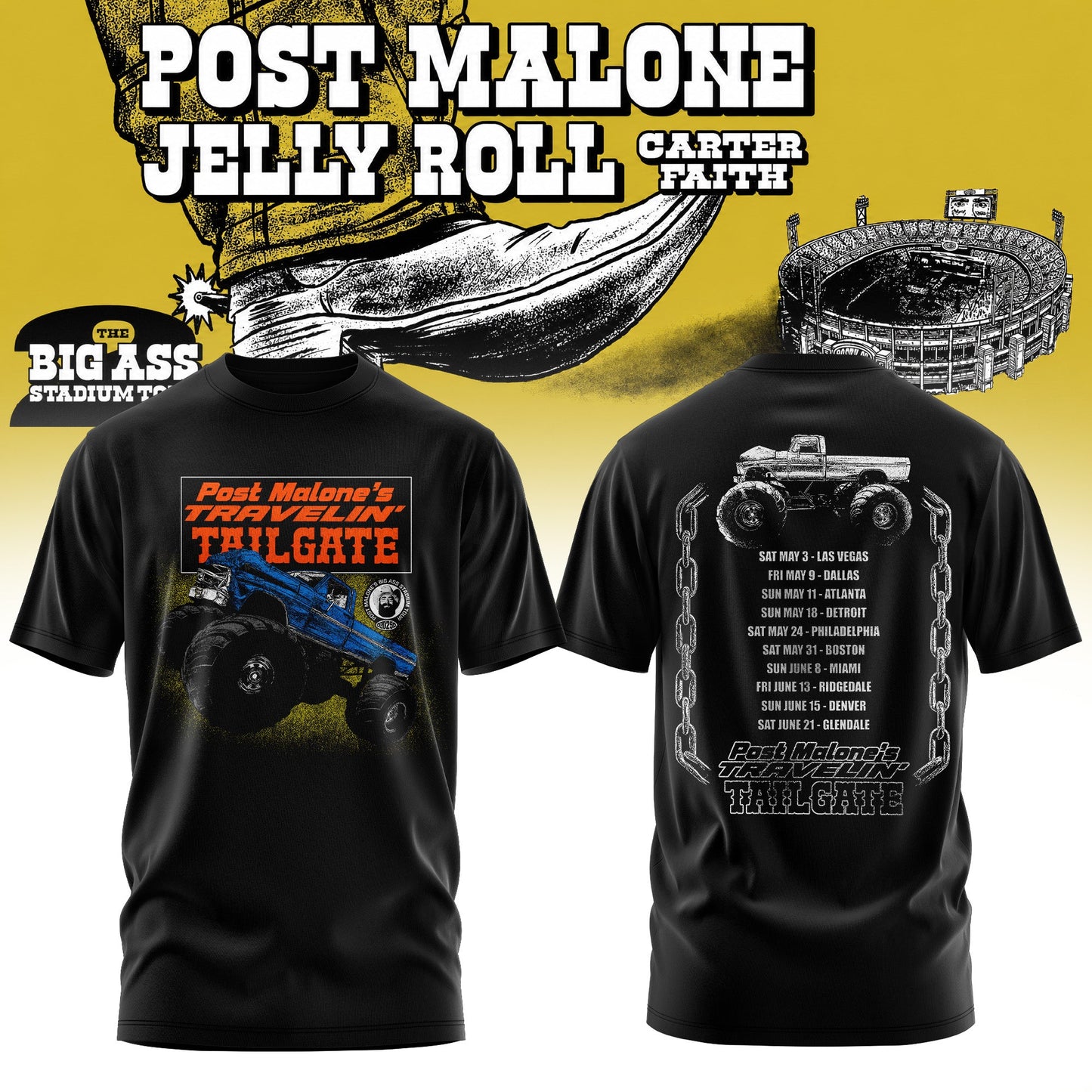 Post Malone "The BIG ASS Stadium World Tour" Limited Tshirt