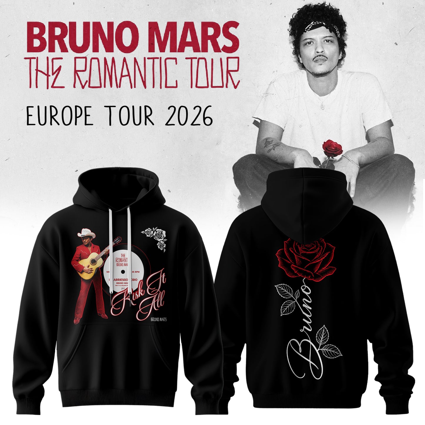 Bruno Mars – The Romantic Tour US & UK 2026 Limited Hoodie