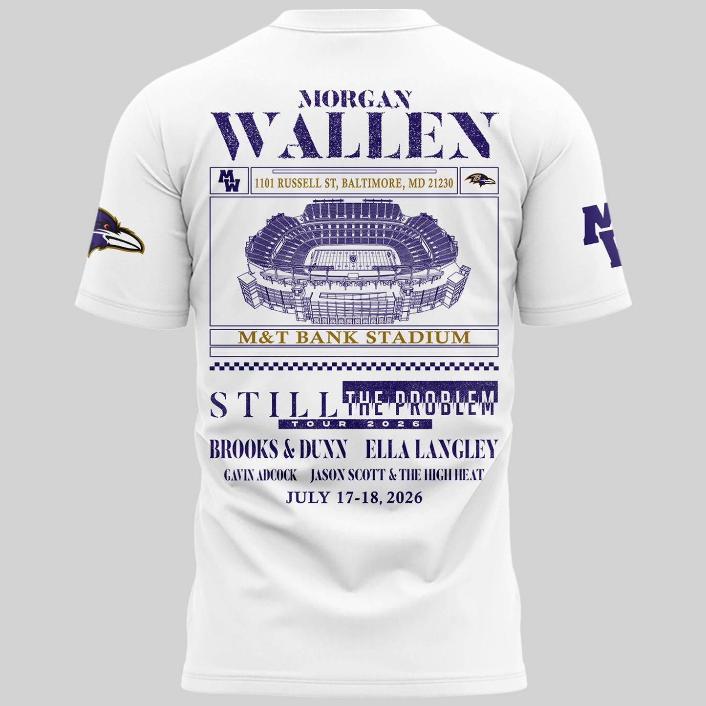 Exclusive Version Baltimore Ravens x Morgan Wallen White Tshirt 2026