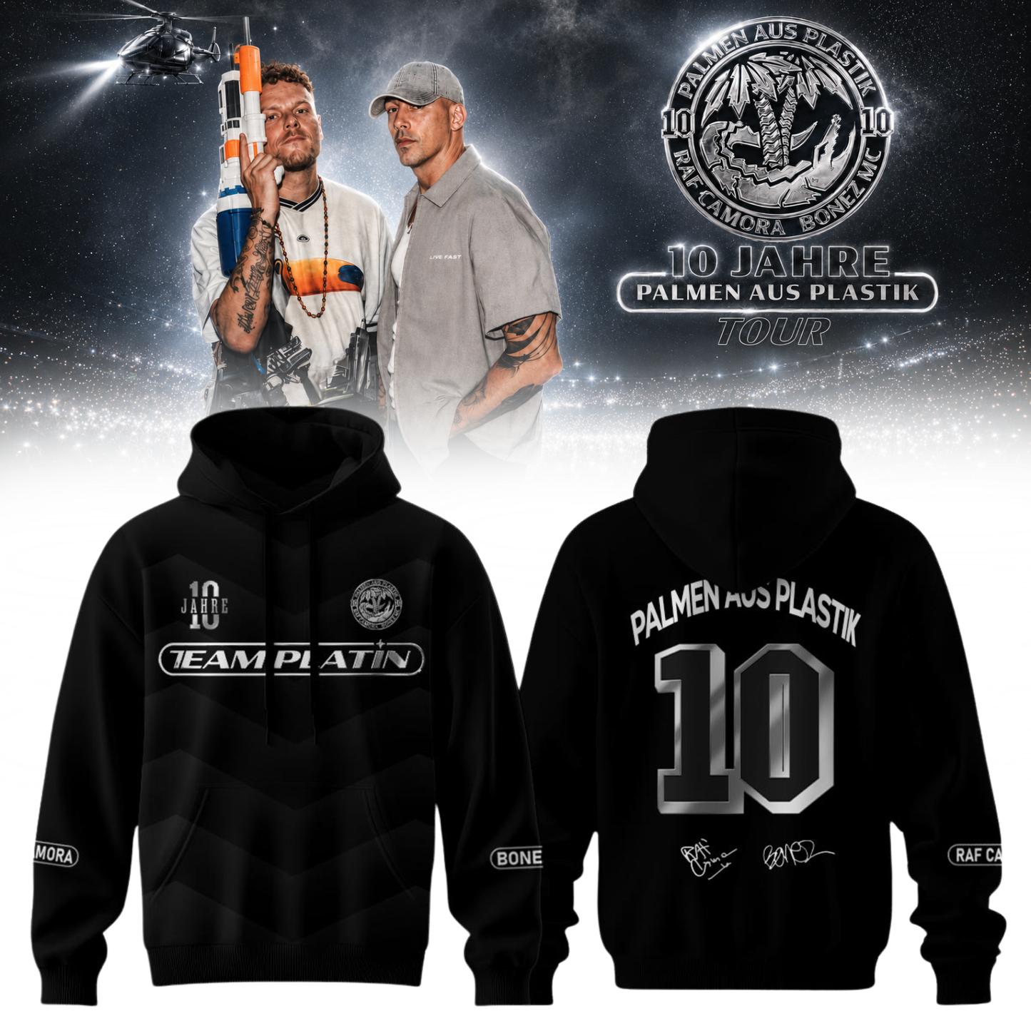 __RAF Camora & Bonez MC "10 Jahre Palmen aus Plastik Tour" . Limited Edition Signature Hoodie