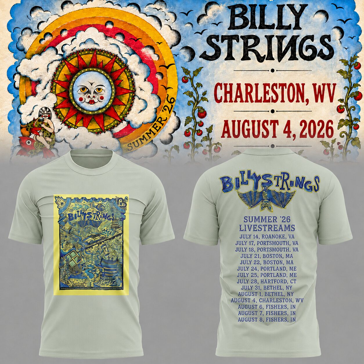 Limited Edition Billy Strings tour 2026 tshirt