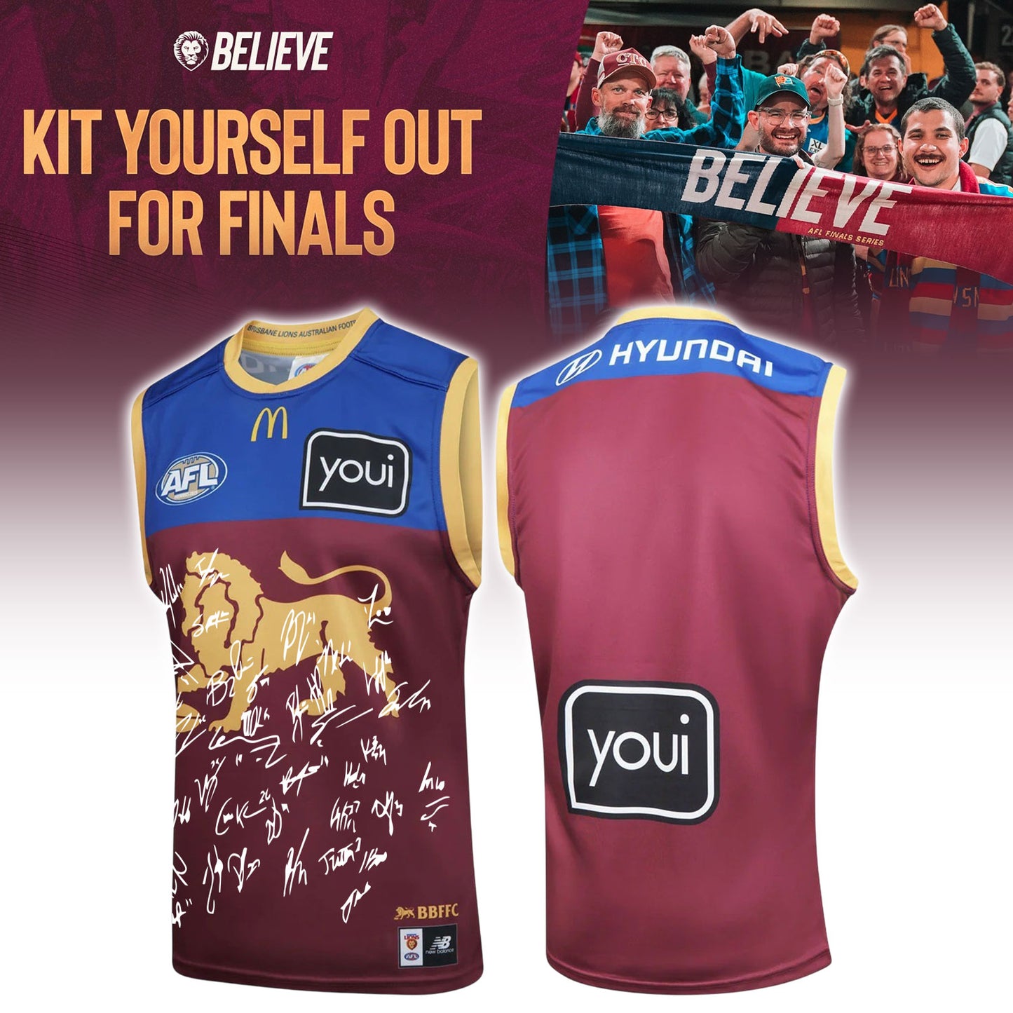 ..Brisbane Lions 2026 Squad Signed Home Guernsey