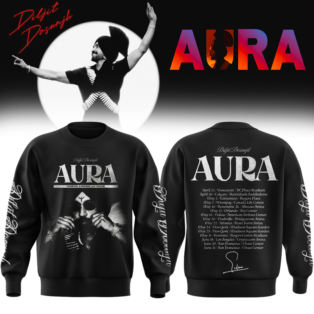 Diljit Dosanjh ”AURA World Tour” Sweatshirt