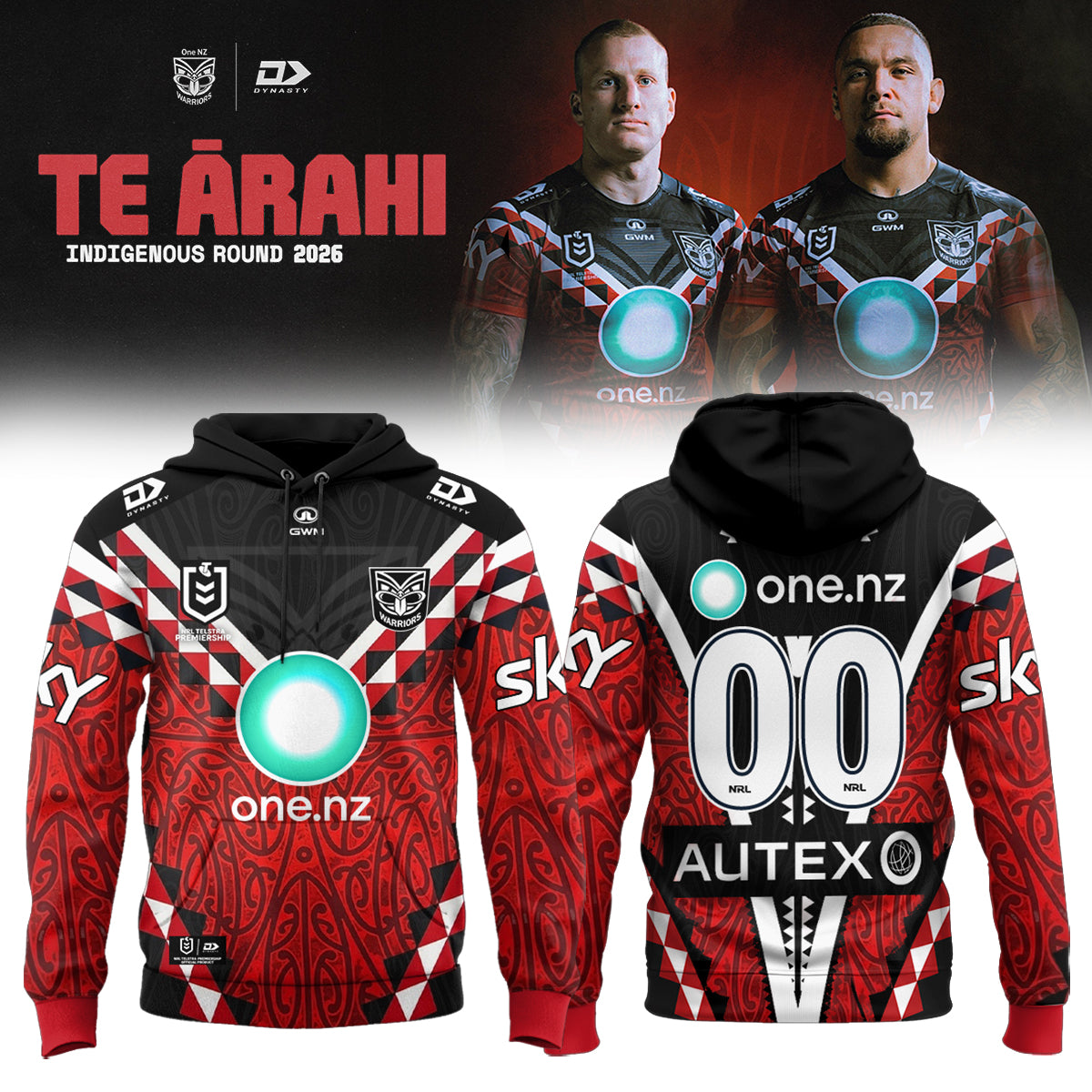 ,,,2026 New Zealand Warriors Replica Te Ārahi Hoodie (Custom Number)