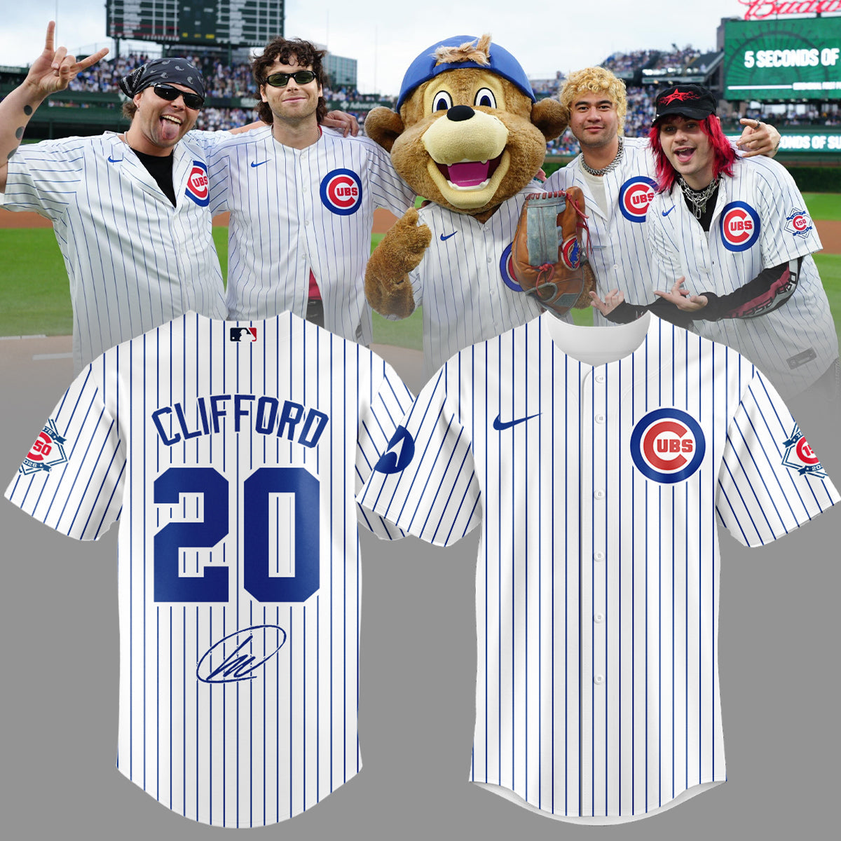 .5 seconds of summer Michael Clifford cubs Limited Edition Signature – Jersey
