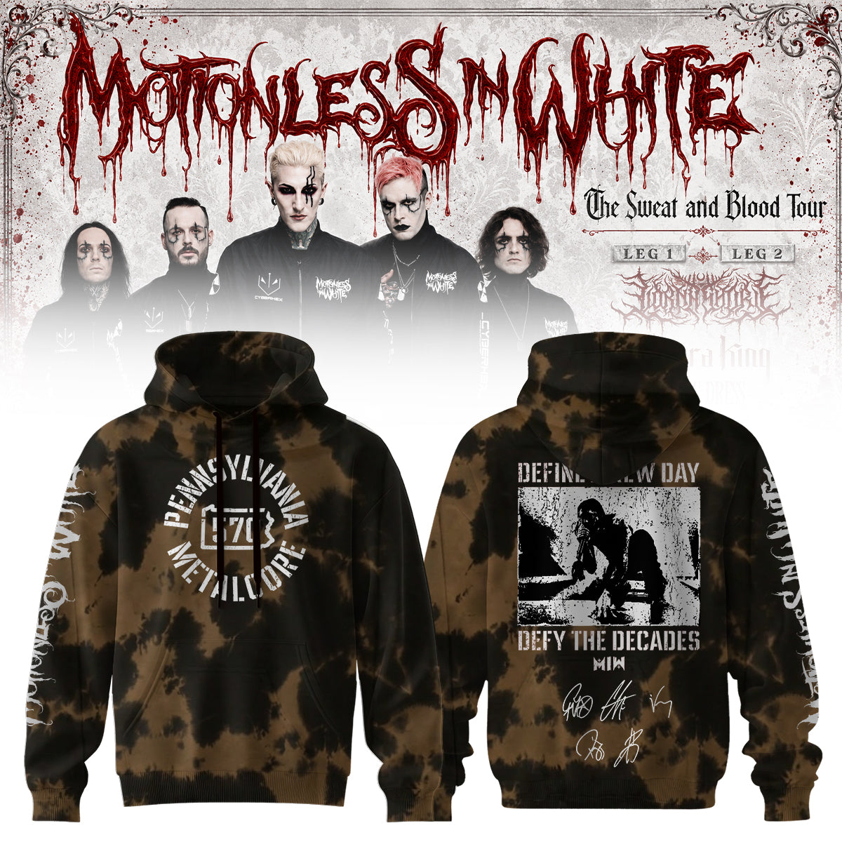 ,Motionless In White “The Sweat and Blood Tour 2026” Signature Limited Edition – Hoodie