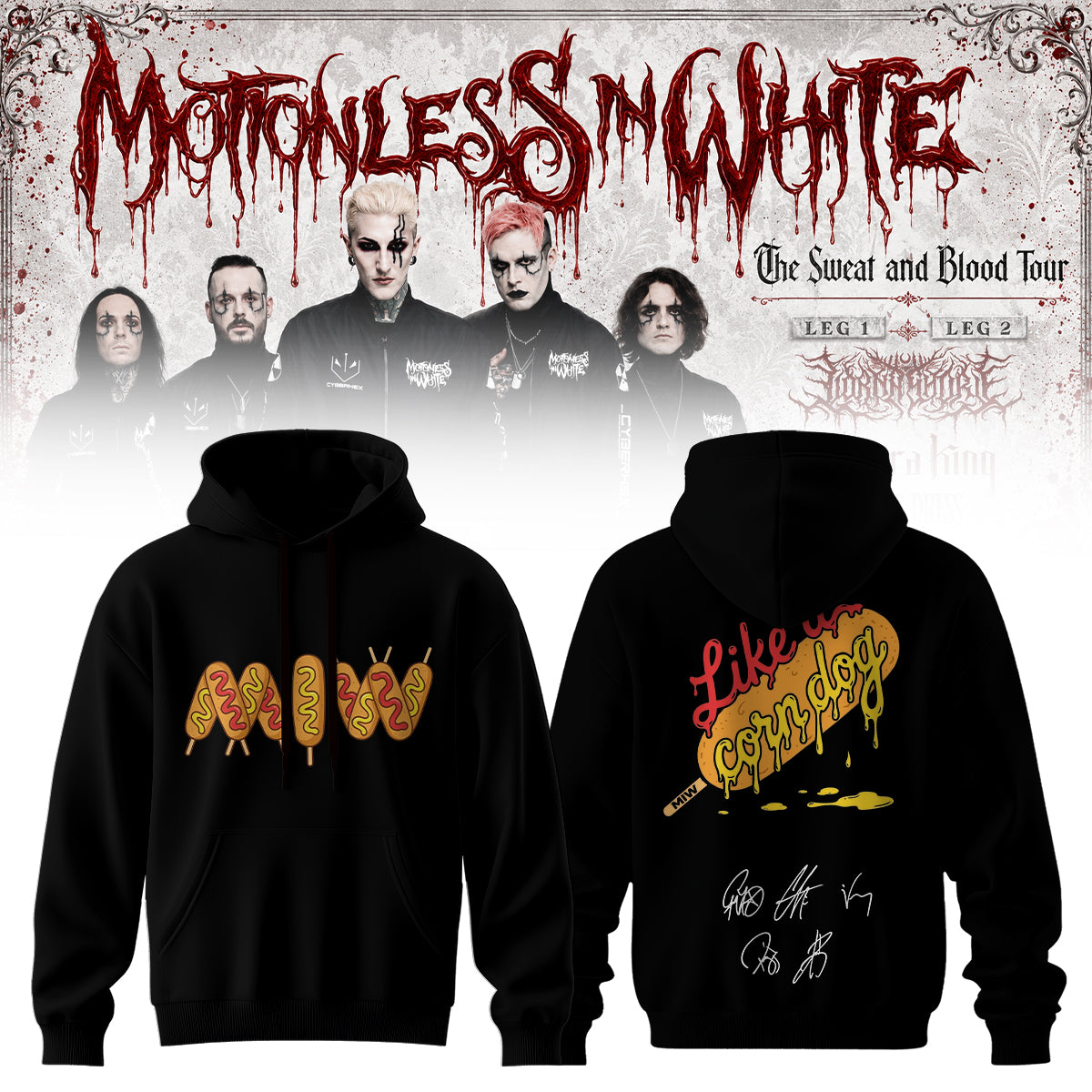 ,Motionless In White “The Sweat and Blood Tour 2026” Signature Limited Edition – Hoodie