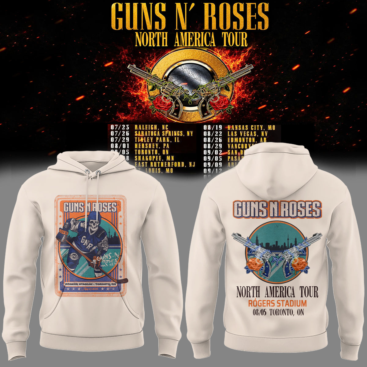 Limited Edition Guns N’ Roses “World Tour 2026” At Rogers Stadium Hoodie