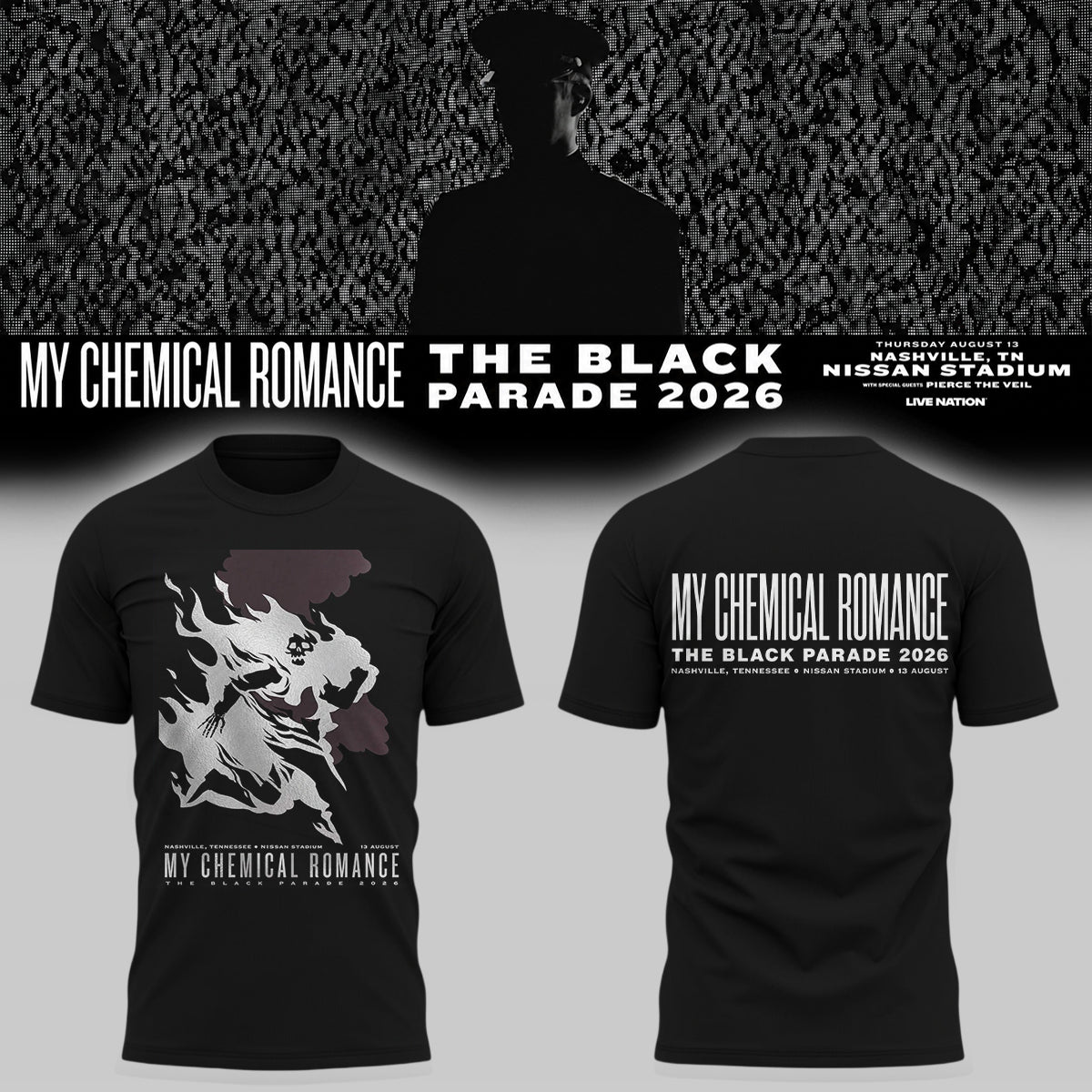 Limited Edition My Chemical Romance “The Black Parade 2026 Tour” At Nissan Stadium, Nashville T-Shirts