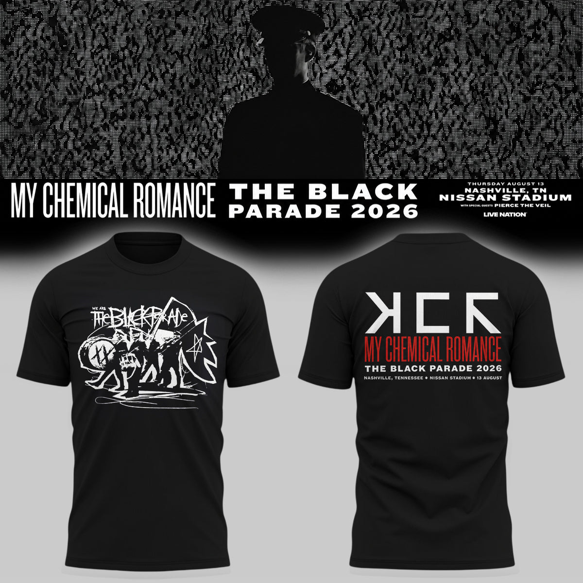 Limited Edition My Chemical Romance “The Black Parade 2026 Tour” At Nissan Stadium, Nashville T-Shirts