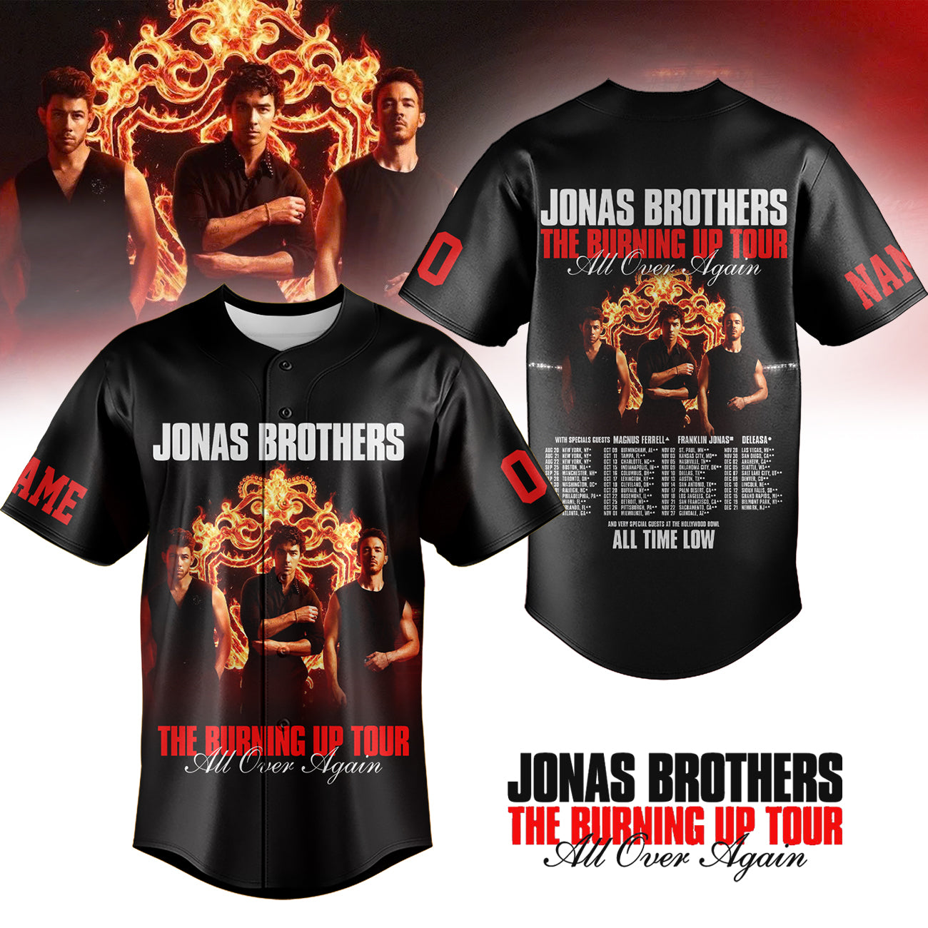 Limited Edition Jonas Brothers “The Burning Up Tour All Over Again” Jersey