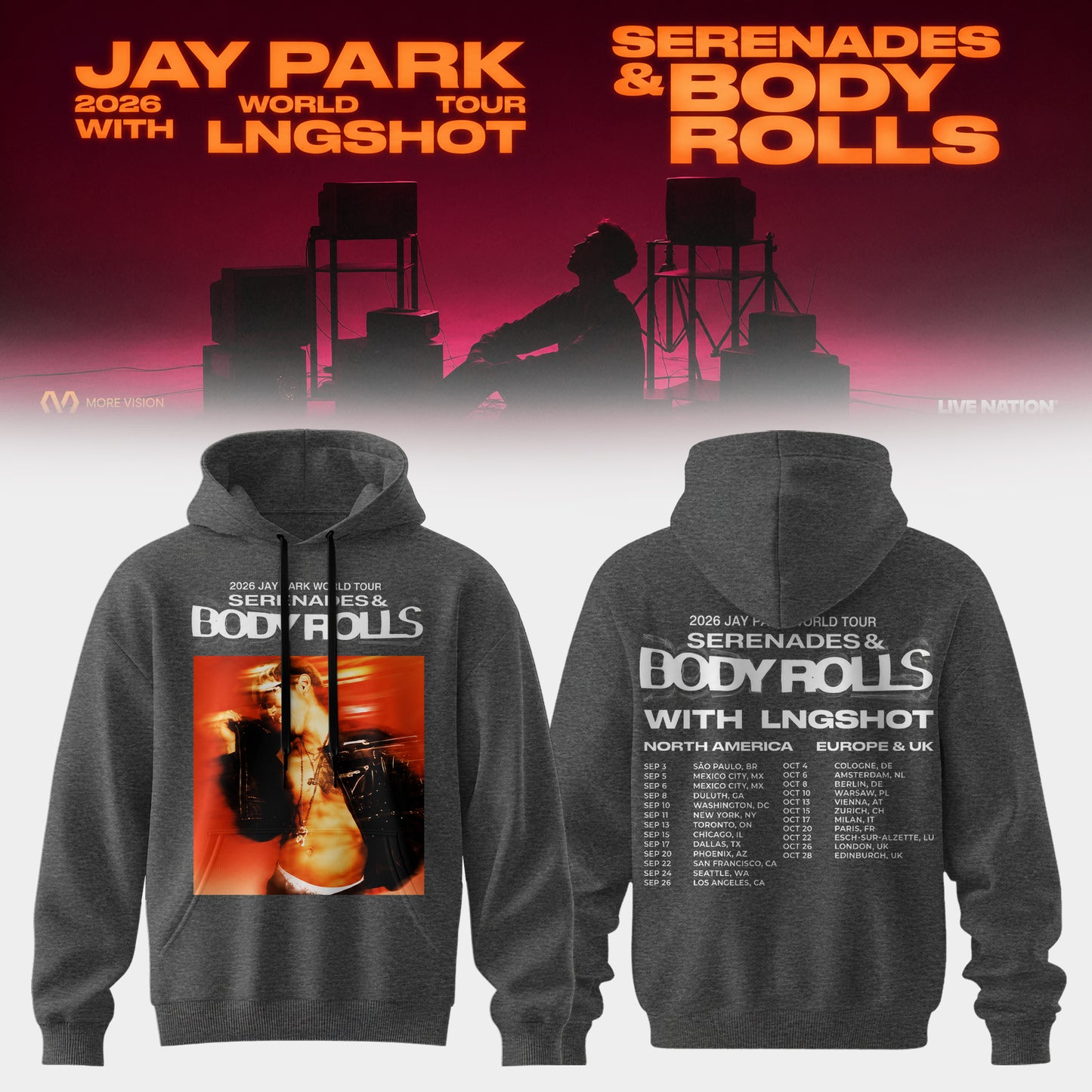 JAY PARK & LNGSHOT – 2026 World Tour ‘Serenades & Body Rolls’ Limited Hoodie