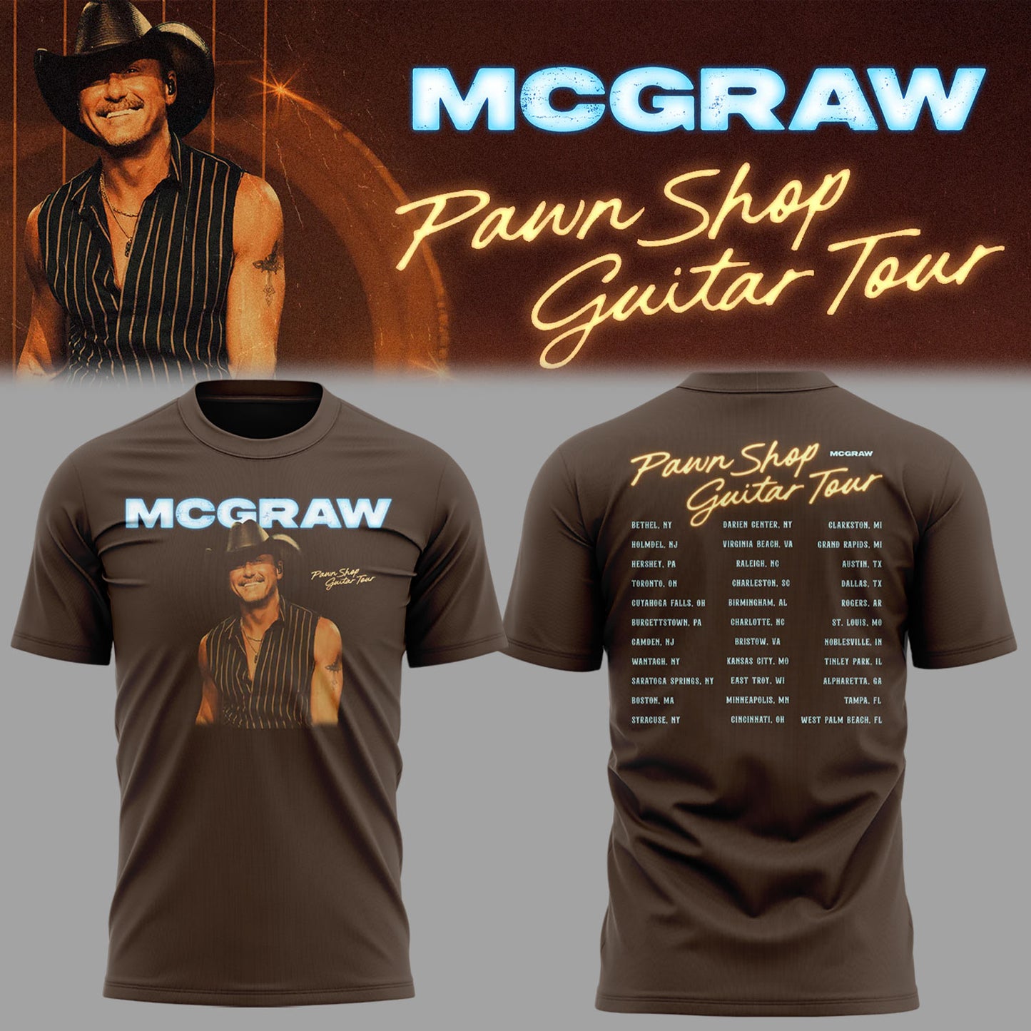 Limited Edition Pawn Shop Guitar Tour 2026 At Bethel, NY Shirt