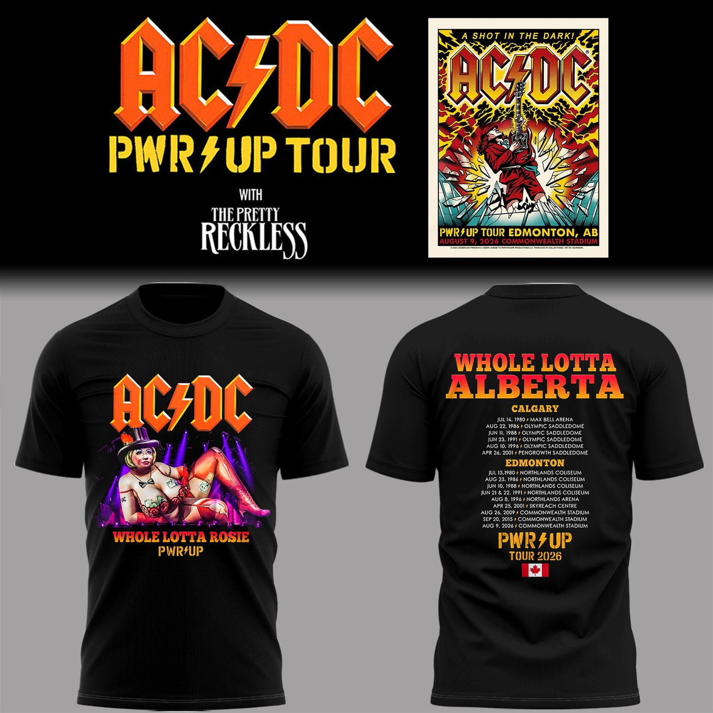 Limited Edition Power Up Tour 2026 in Edmonton,AB Shirt