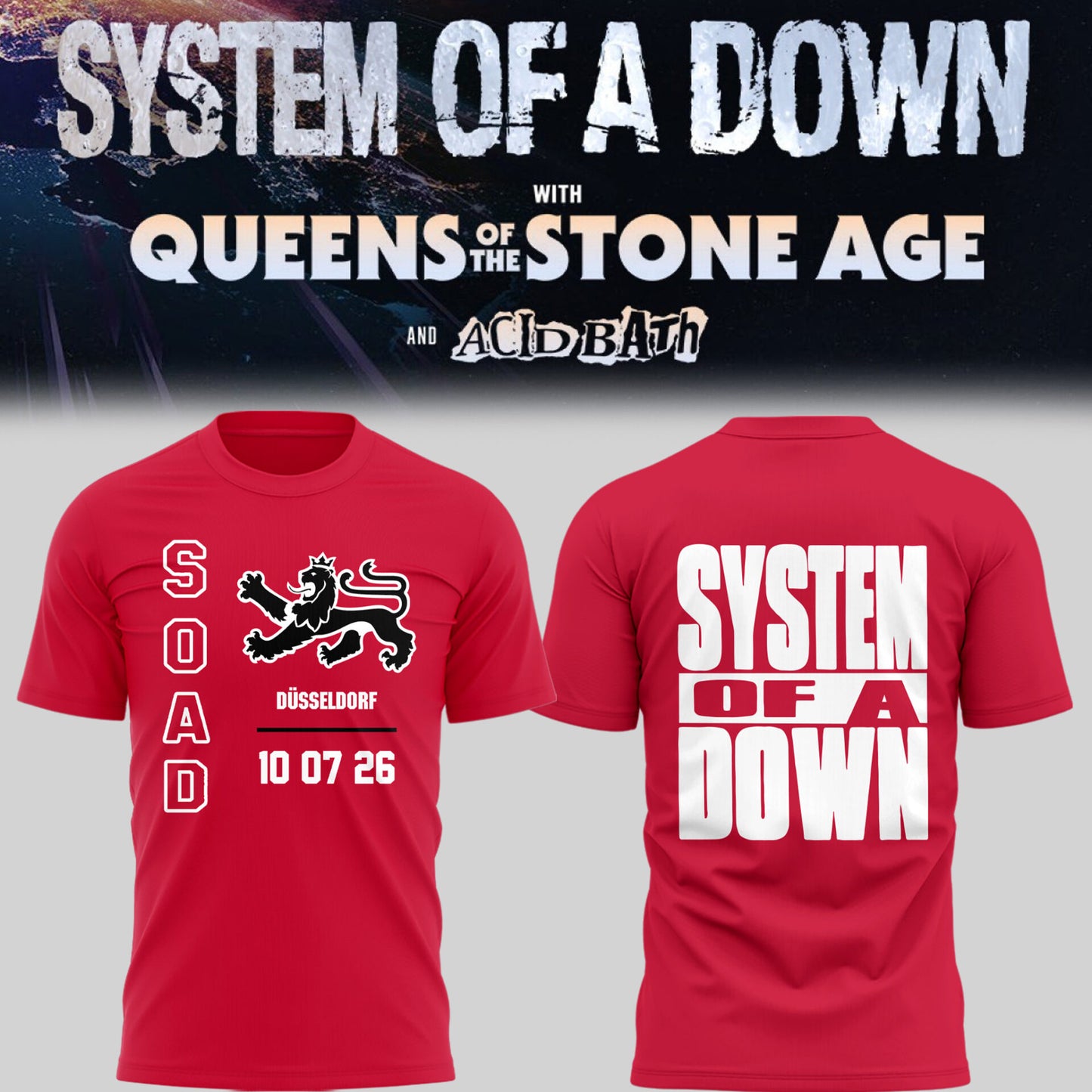 Limited Edition SOAD UK & Europe Stadium Tour 2026 T-Shirt
