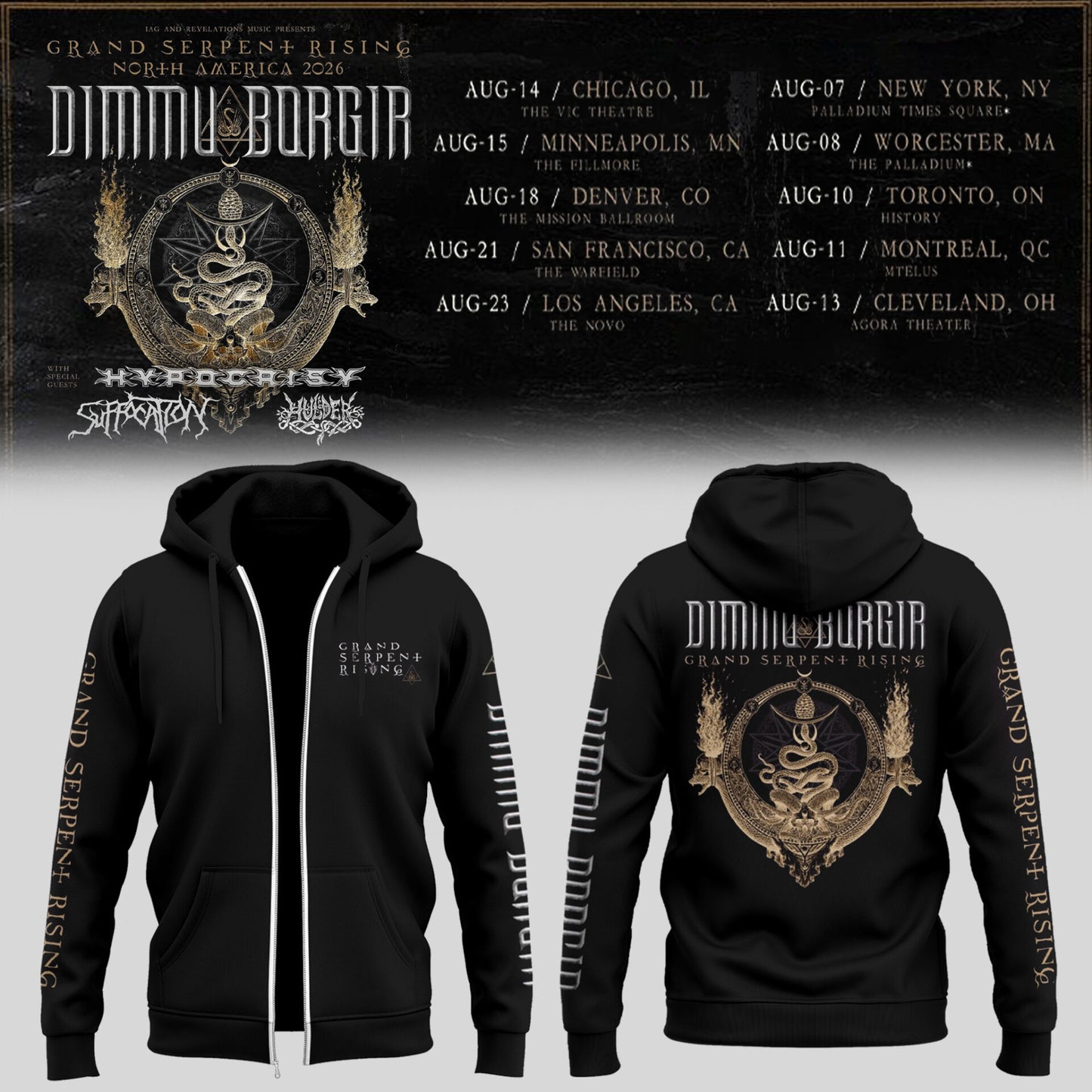 Limited Edition Grand Serpent Rising Tour North America 2026 ZIP Hoodie