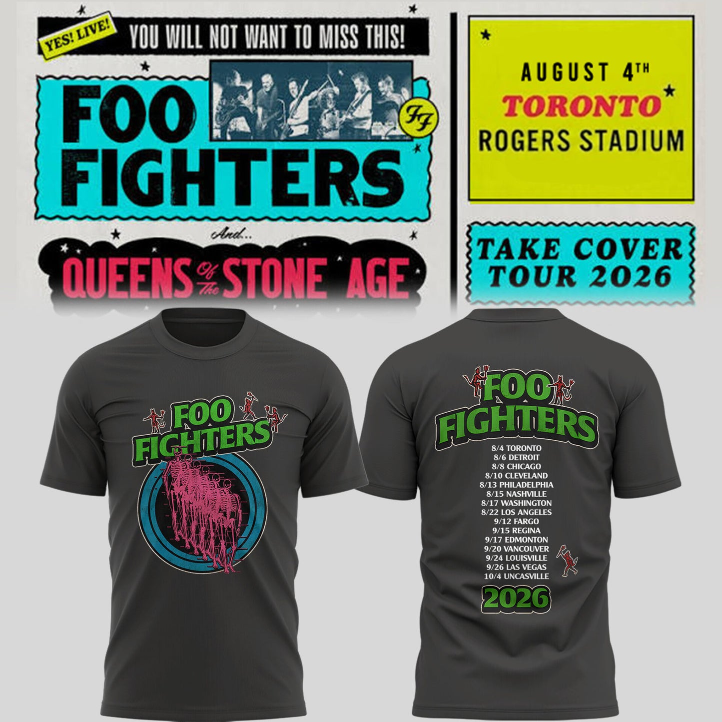 FF 🎸🎤 “Take Cover Tour 2026” TShirt