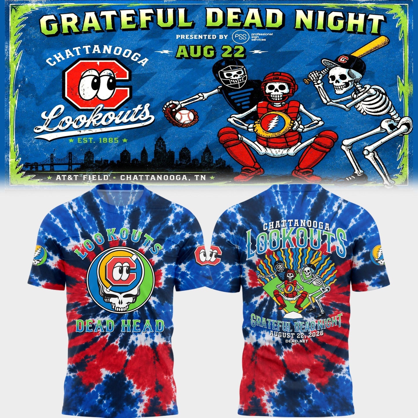 Limited Edition Chattanooga Lookouts - Grateful Dead Night 🎸🌹 Shirt 2