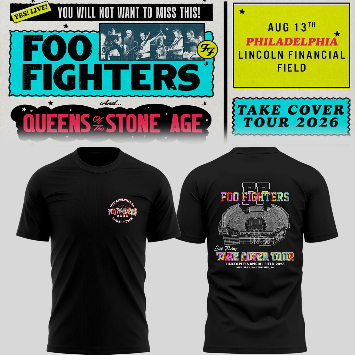 FF 🎸🎤 “Take Cover Tour 2026” in Philadelphia,PA TShirt
