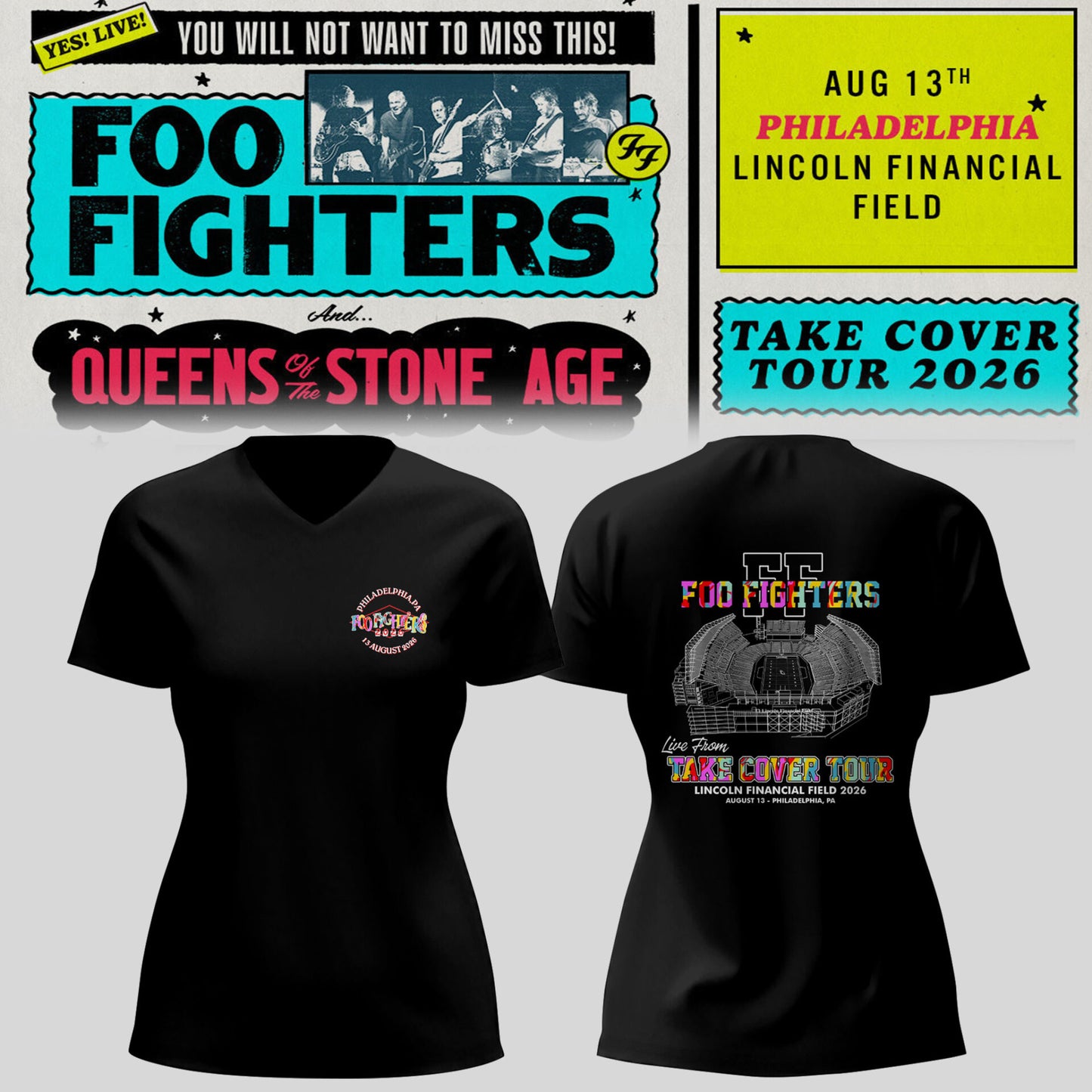 FF 🎸🎤 “Take Cover Tour 2026” in Philadelphia,PA TShirt