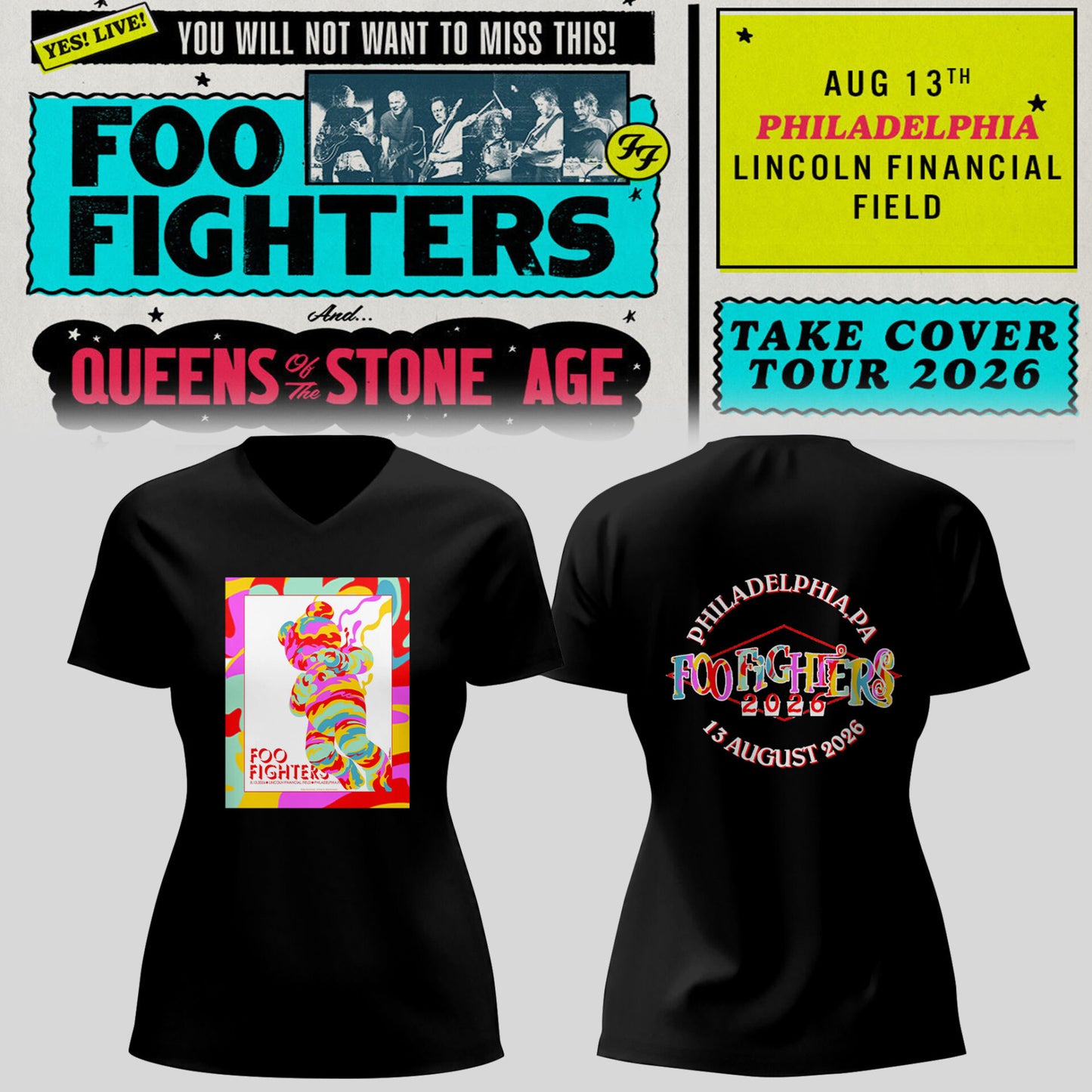 FF 🎸🎤 “Take Cover Tour 2026” in Philadelphia,PA TShirt