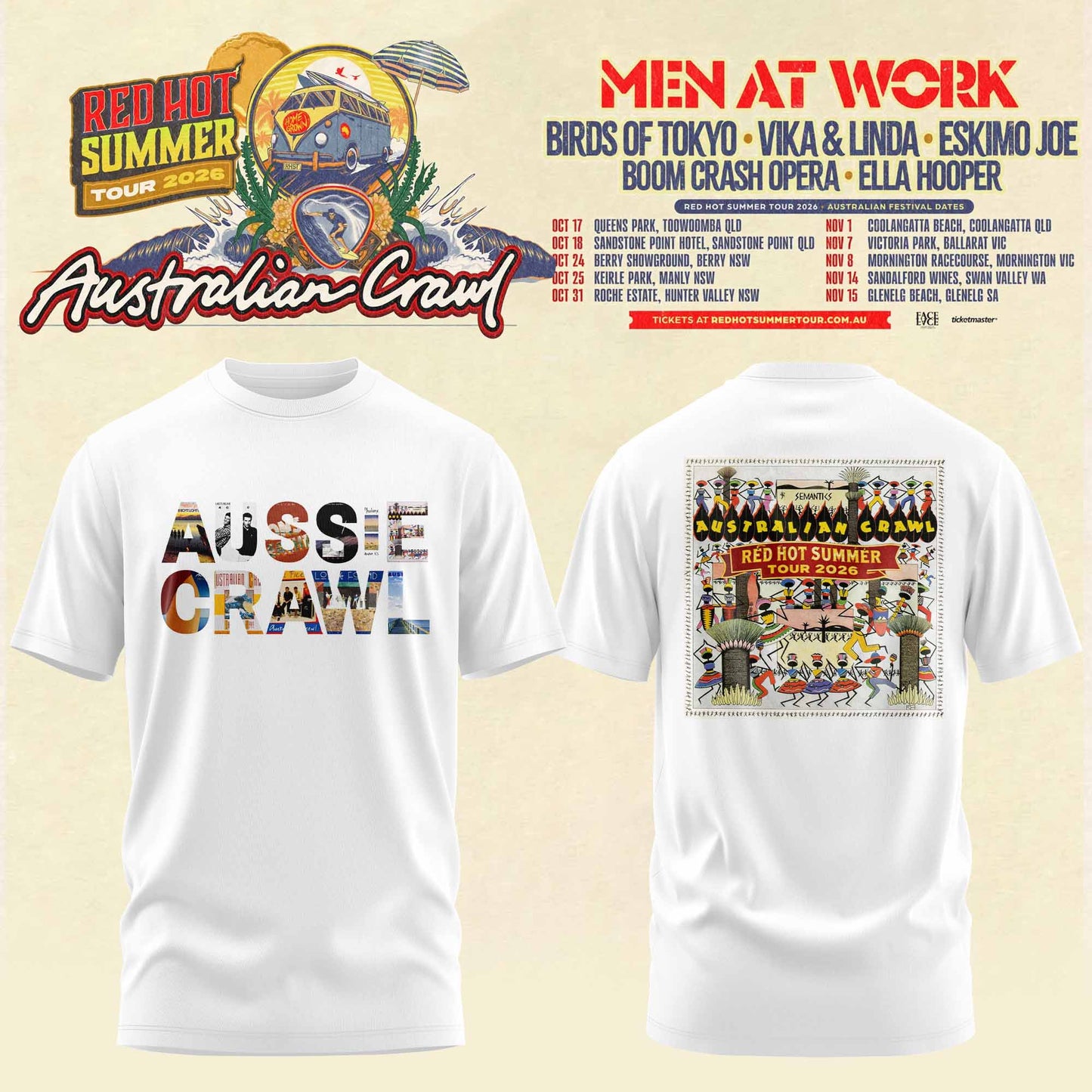 AUSTRALIAN CRAWL – RED HOT SUMMER TOUR 2026 TEE