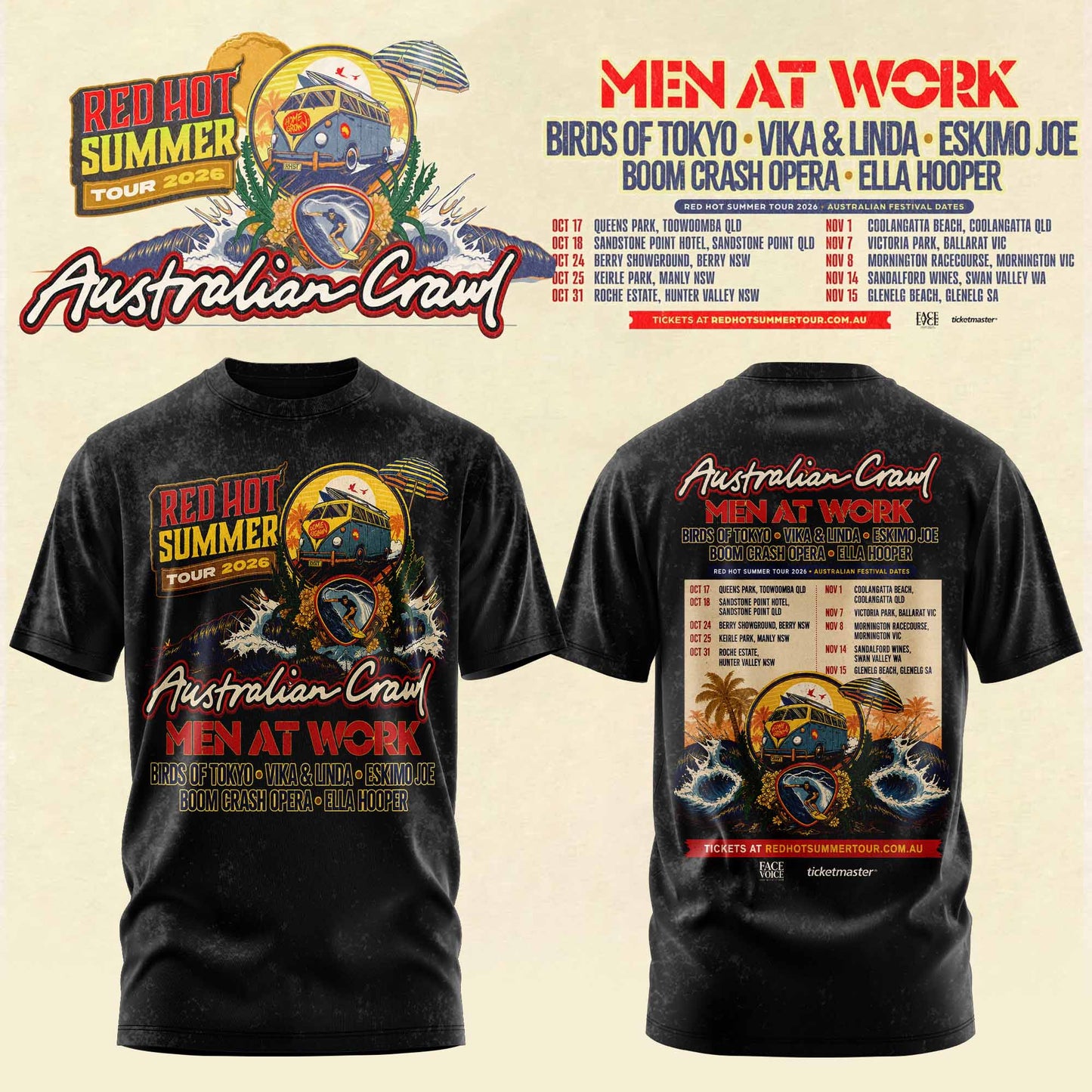 USTRALIAN CRAWL – RED HOT SUMMER TOUR 2026 TEE
