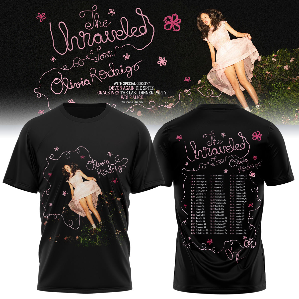 Olivia Rodrigo The Unraveled Tour signed TShirt