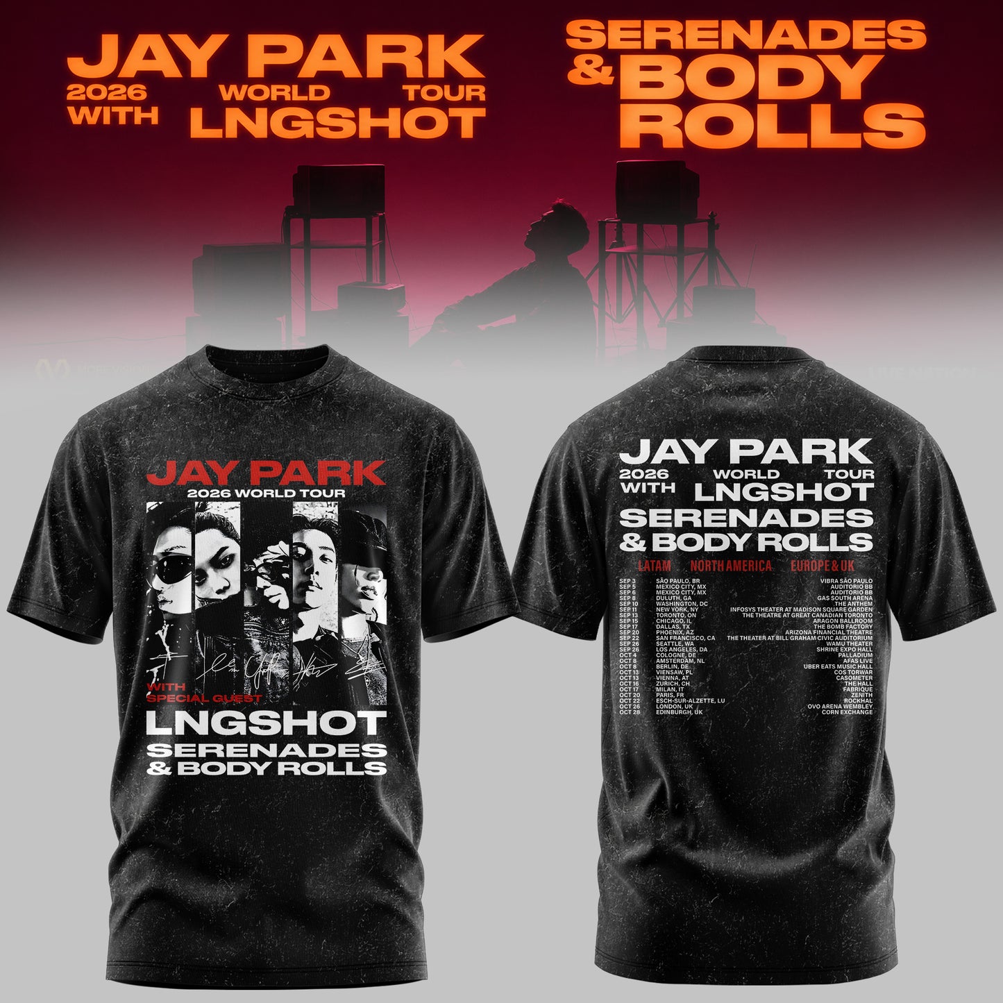 JAY PARK & LNGSHOT – 2026 World Tour ‘Serenades & Body Rolls’ Limited T-Shirt
