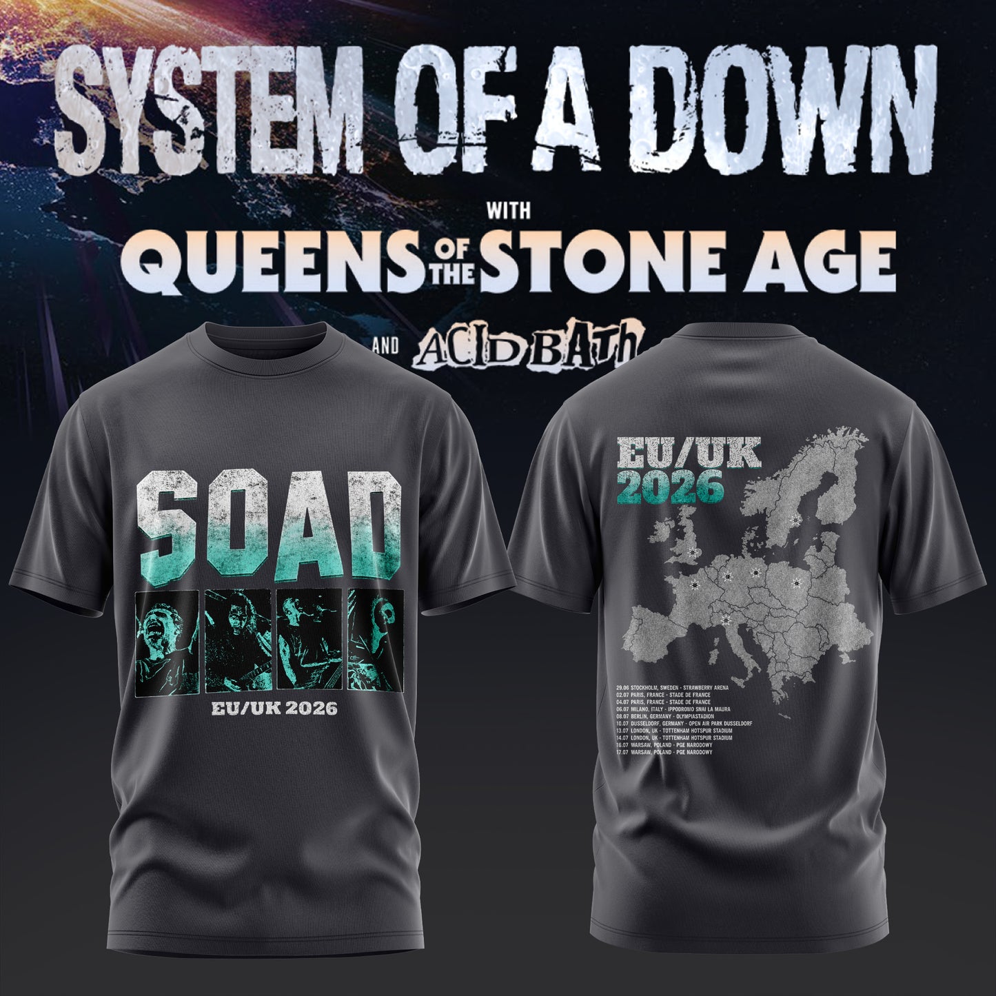 _S.O.A.D – UK & EU Tour 2026 Official Limited T-Shirt
