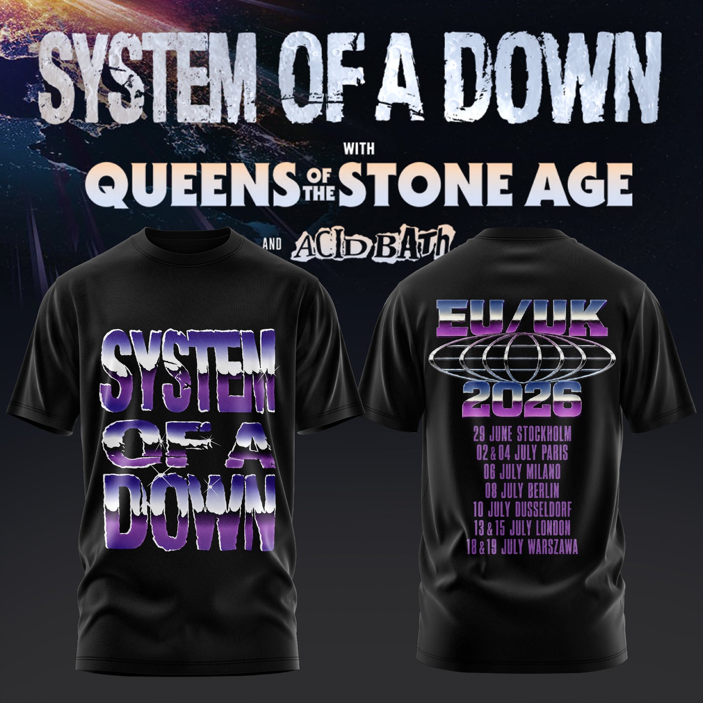 _S.O.A.D – UK & EU Tour 2026 Official Limited T-Shirt