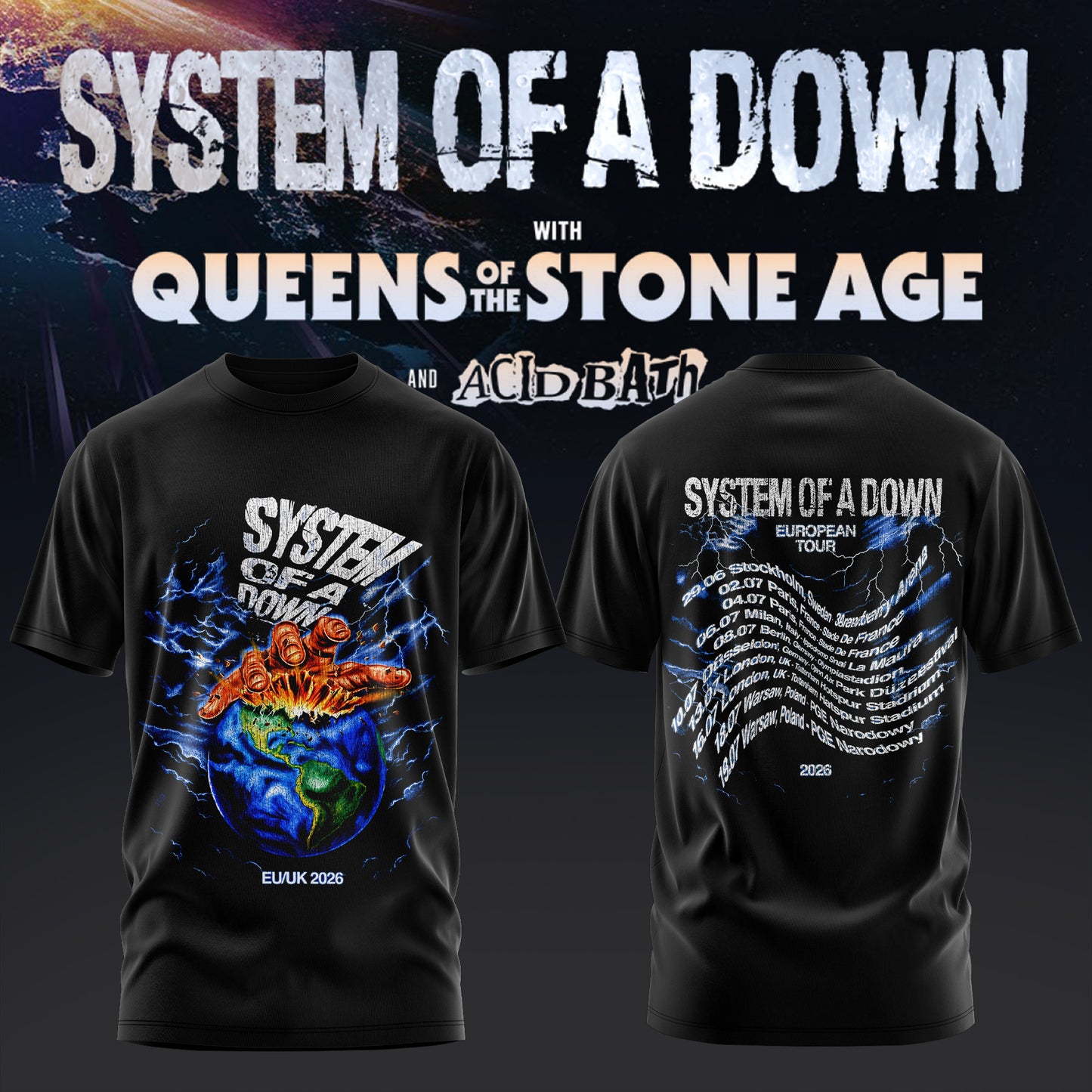 _S.O.A.D – UK & EU Tour 2026 Official Limited T-Shirt