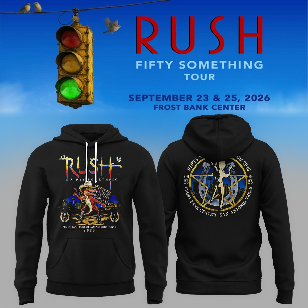 RUSH San Antonio Texas 2026 Fifty Something Tour Hoodie