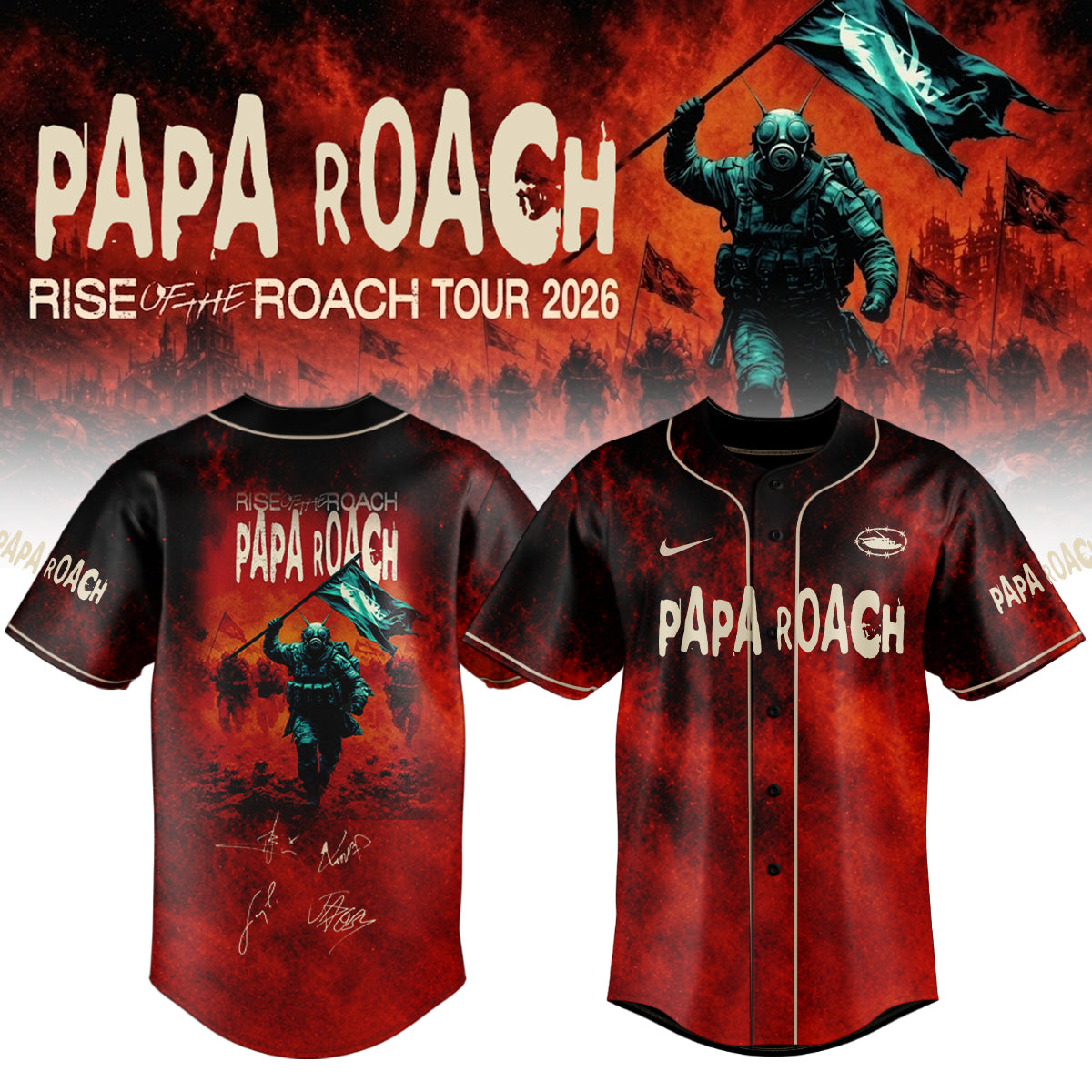 ,,,Papa Roach “Rise of the Roach Tour” 2026 Signed – Jersey